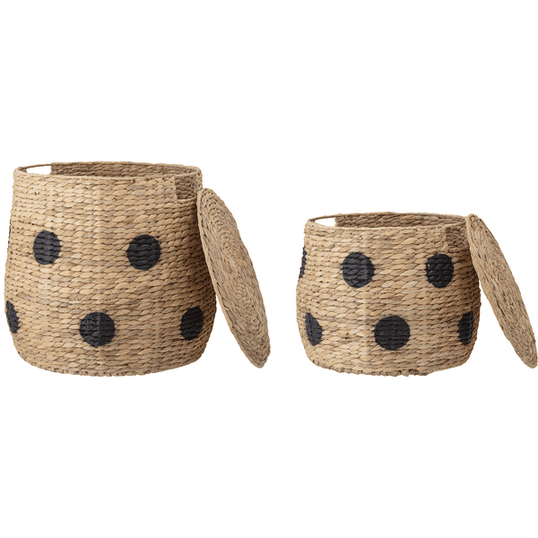 BloomingvilleMINI Bloomingville MINI Koszyki Z Pokrywą Thinne Water Hyacinth Naturalny - obrazek 2