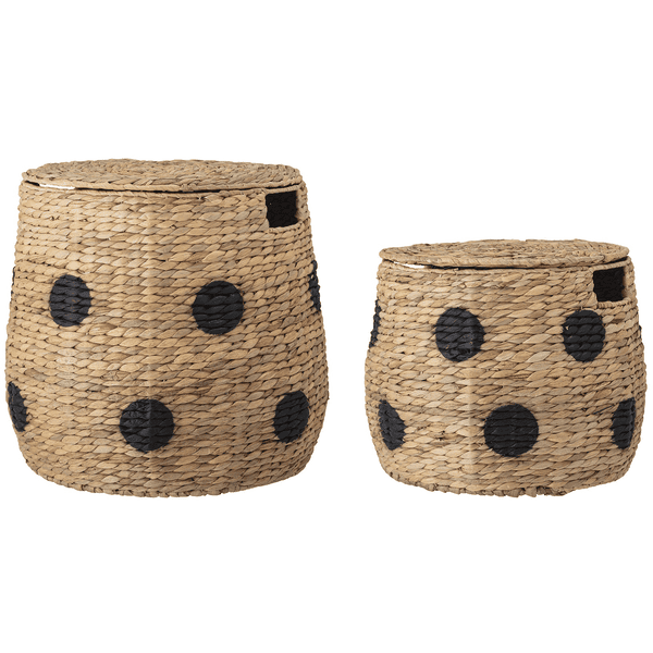 BloomingvilleMINI Bloomingville MINI Koszyki Z Pokrywą Thinne Water Hyacinth Naturalny