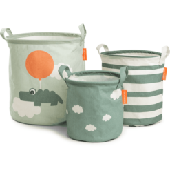 Done By Deer ™ Zestaw Koszy Do Przechowywania 3-częściowy Happy Clouds Green