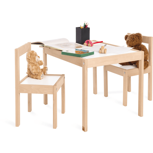 Pinolino Zestaw Stolik I Krzesełka Dla Dzieci Olaf 3-częściowy, Natura/biały - obrazek 2