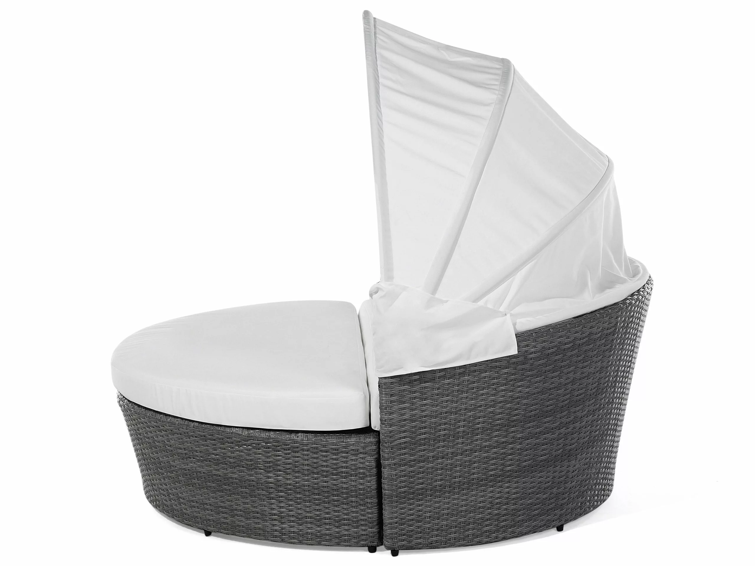 Beliani Kosz Ogrodowy Z Technorattanu Z Pufem Szaro-biały SYLT LUX - obrazek 8