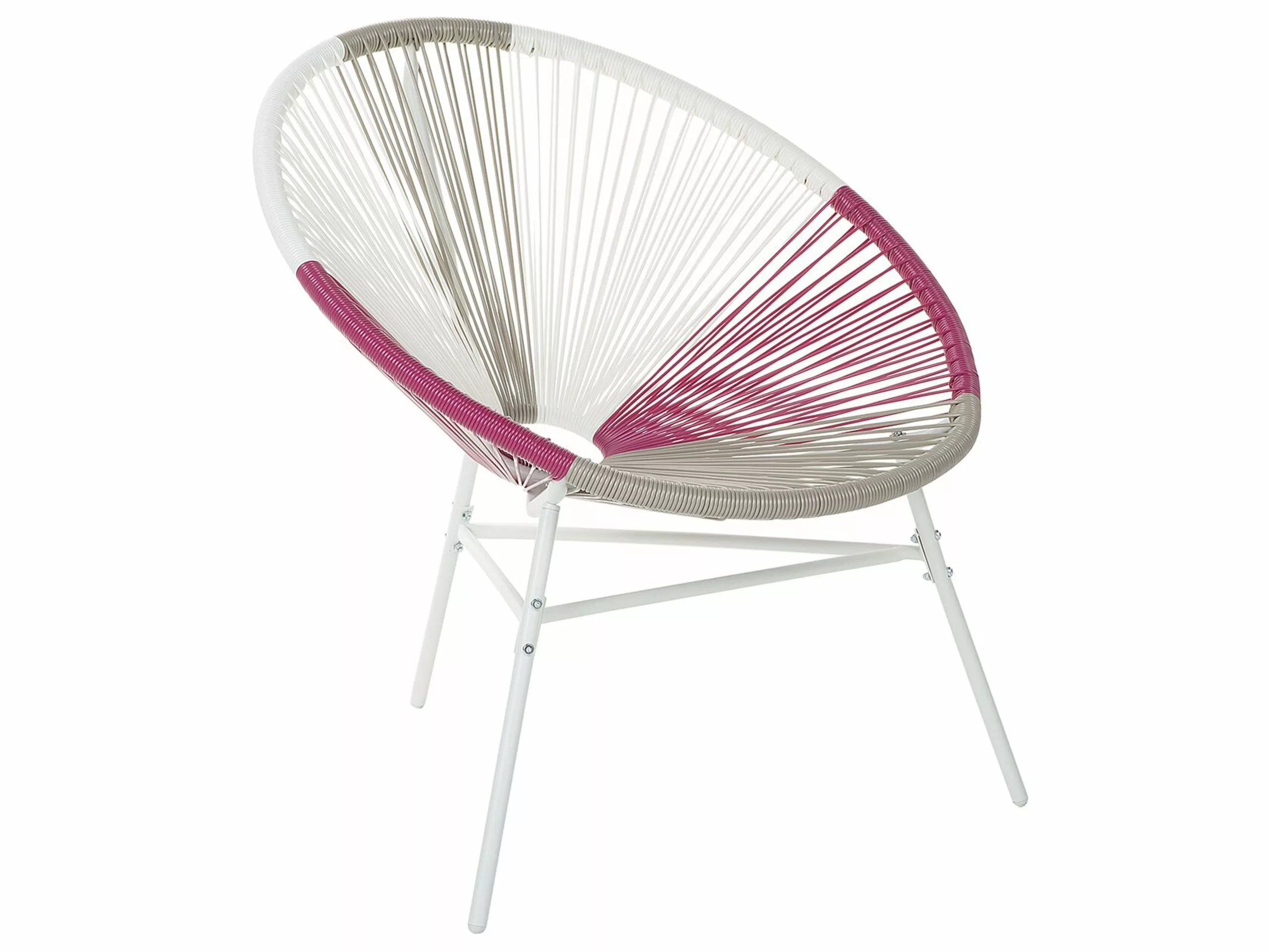 Beliani Krzesło Z Technorattanu Wielokolorowe Różowe ACAPULCO