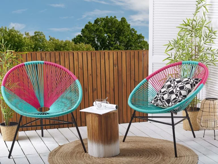 Beliani Zestaw 2 Krzeseł Z Technorattanu Różowo-niebieski ACAPULCO - obrazek 2