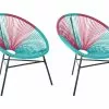 Beliani Zestaw 2 Krzeseł Z Technorattanu Różowo-niebieski ACAPULCO