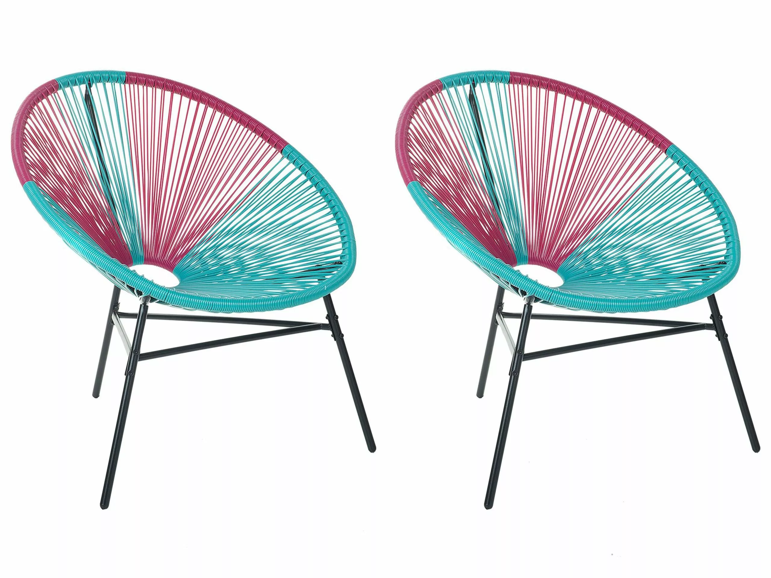 Beliani Zestaw 2 Krzeseł Z Technorattanu Różowo-niebieski ACAPULCO