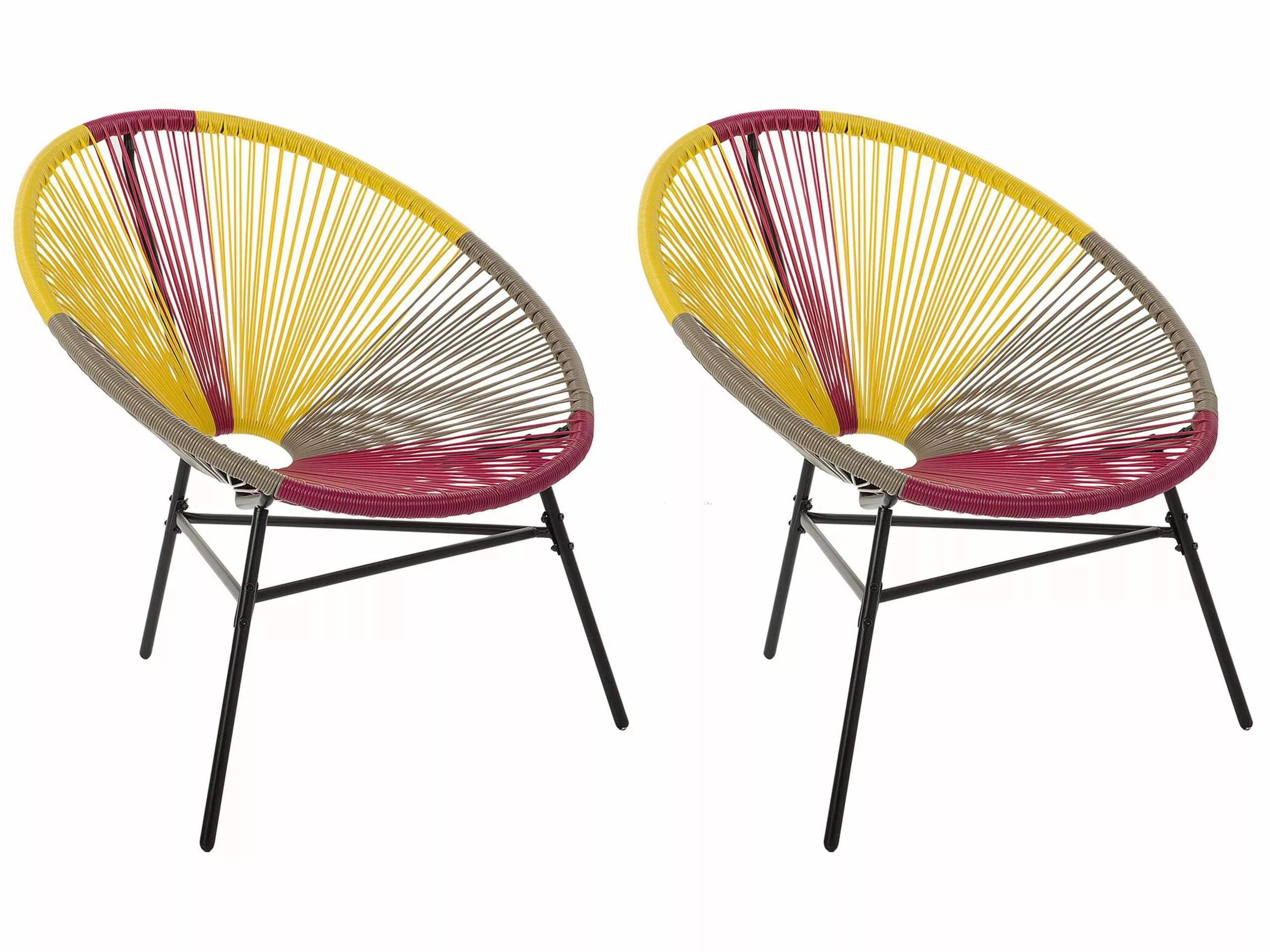 Beliani Zestaw 2 Krzeseł Z Technorattanu Wielokolorowy żółty ACAPULCO