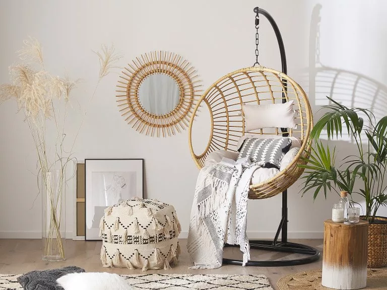 Beliani Fotel Wiszący Ze Stojakiem Z Technorattanu Naturalny ASPIO - obrazek 2