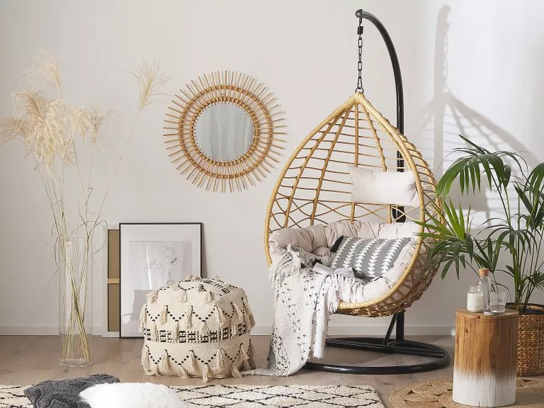 Beliani Fotel Wiszący Ze Stojakiem Z Technorattanu Naturalny ARSITA - obrazek 2