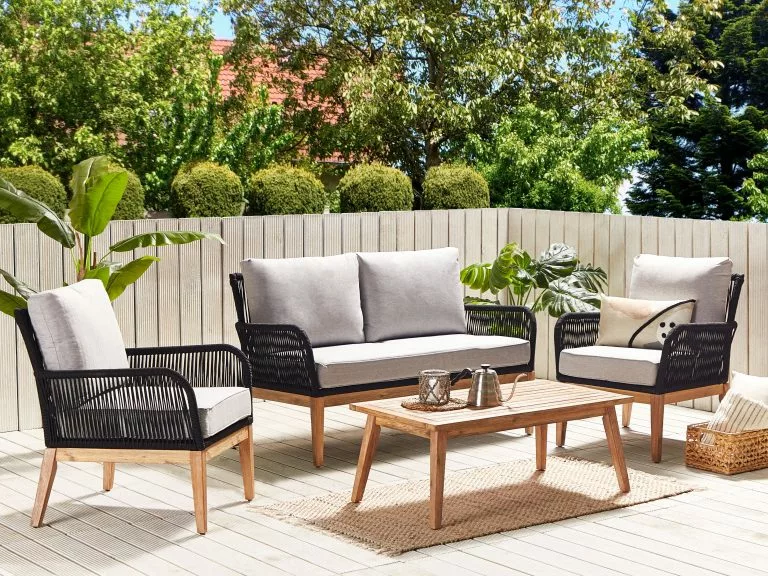 Beliani Zestaw Ogrodowy Drewniany 4-osobowy Szaro-czarny MERANO II - obrazek 2