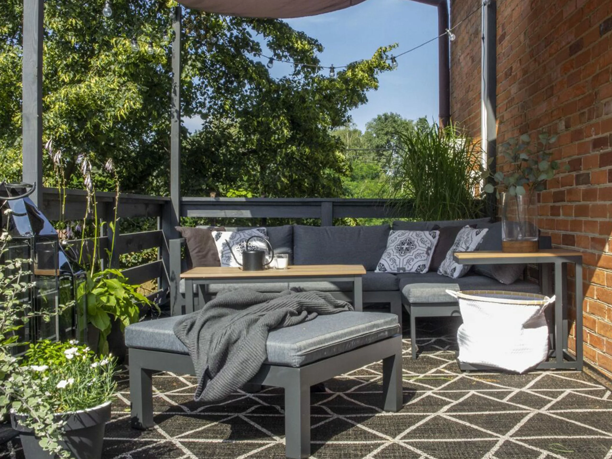 Beliani Zestaw Ogrodowy 5-osobowy Czarno-szary MESSINA - obrazek 5