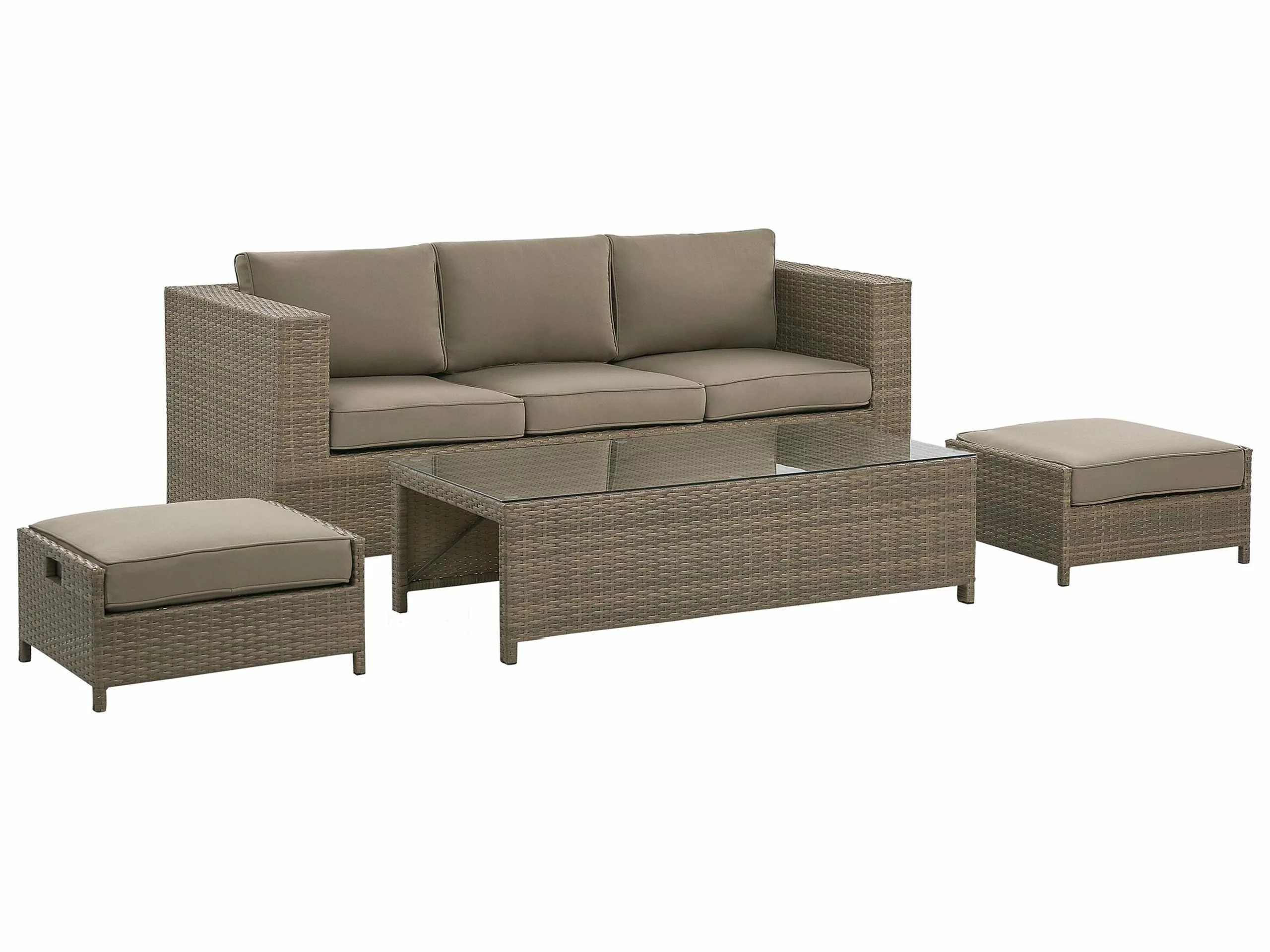 Beliani Zestaw Ogrodowy Z Technorattanu 3-osobowy Brązowy BELLUNO - obrazek 3