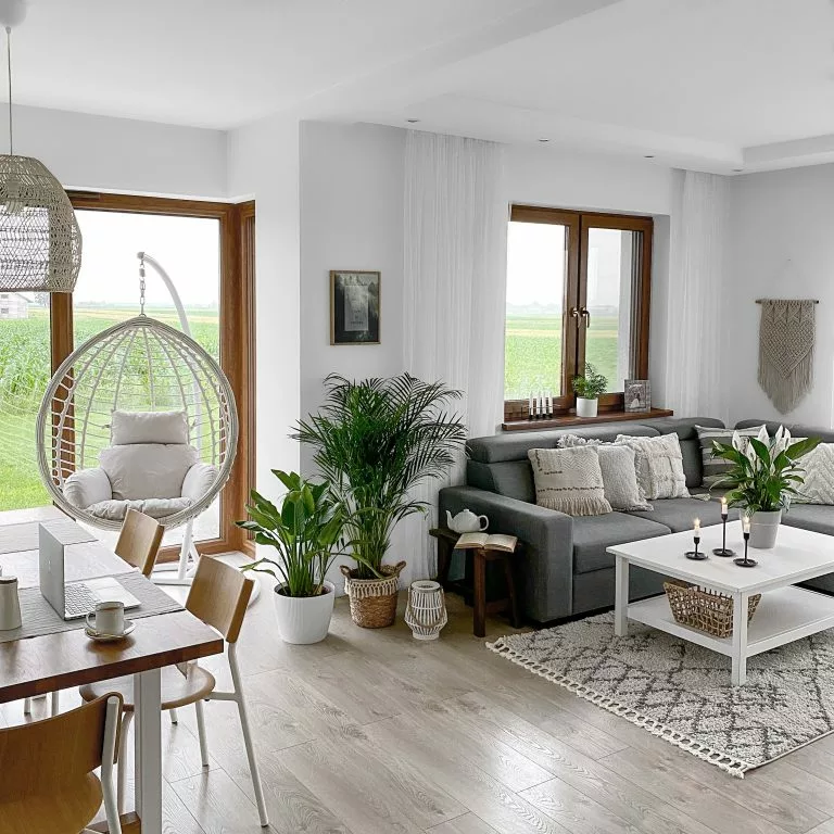 Beliani Fotel Wiszący Ze Stojakiem Z Technorattanu Biały FANO - obrazek 5