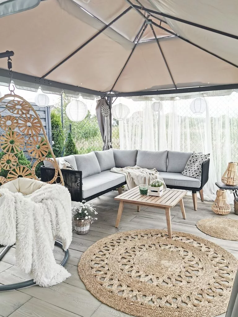 Beliani Zestaw Ogrodowy Drewno Akacjowe Beżowoszary ALCAMO - obrazek 5