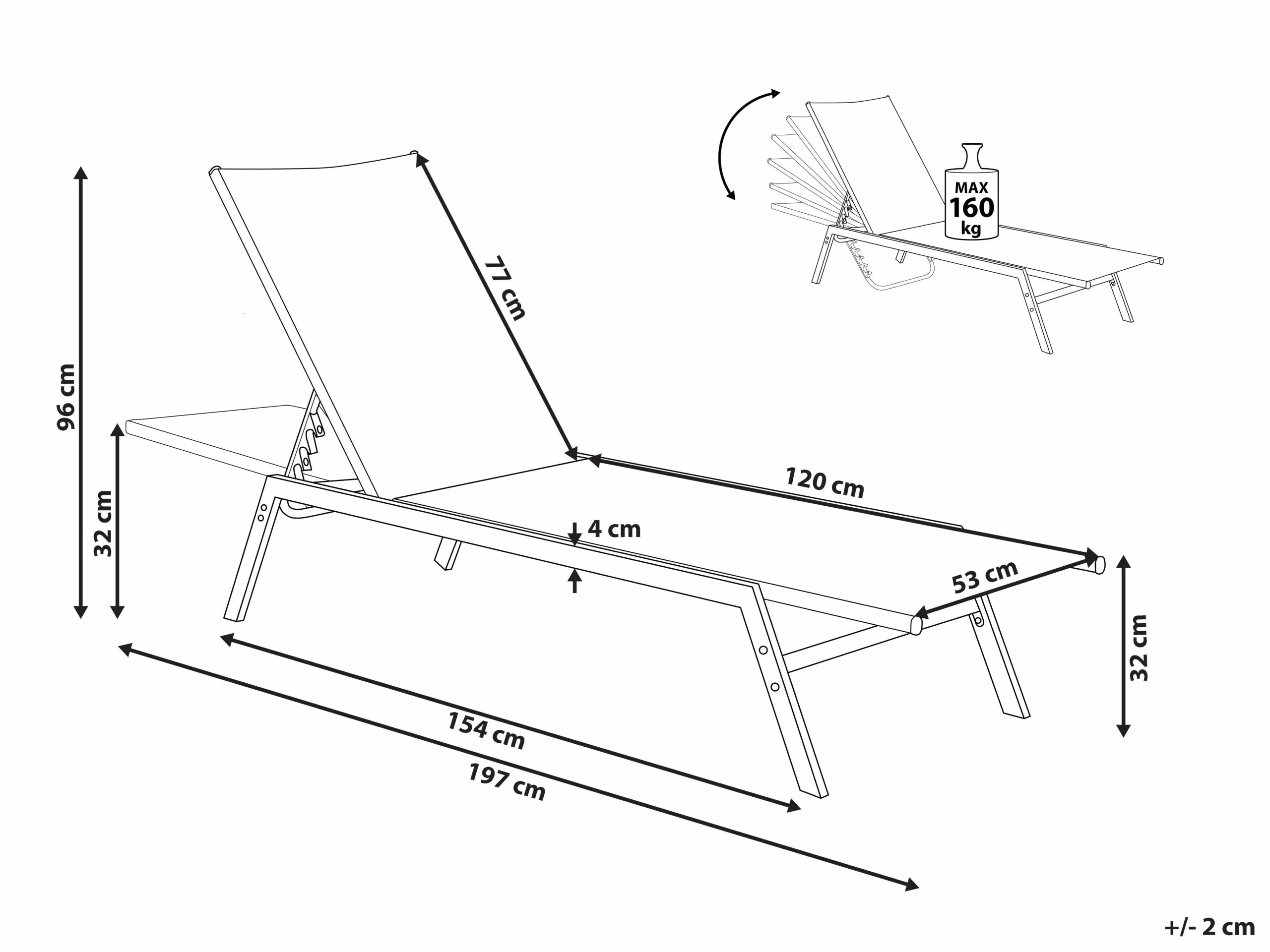 Beliani Leżak Ogrodowy Niebieski NOLI - obrazek 9