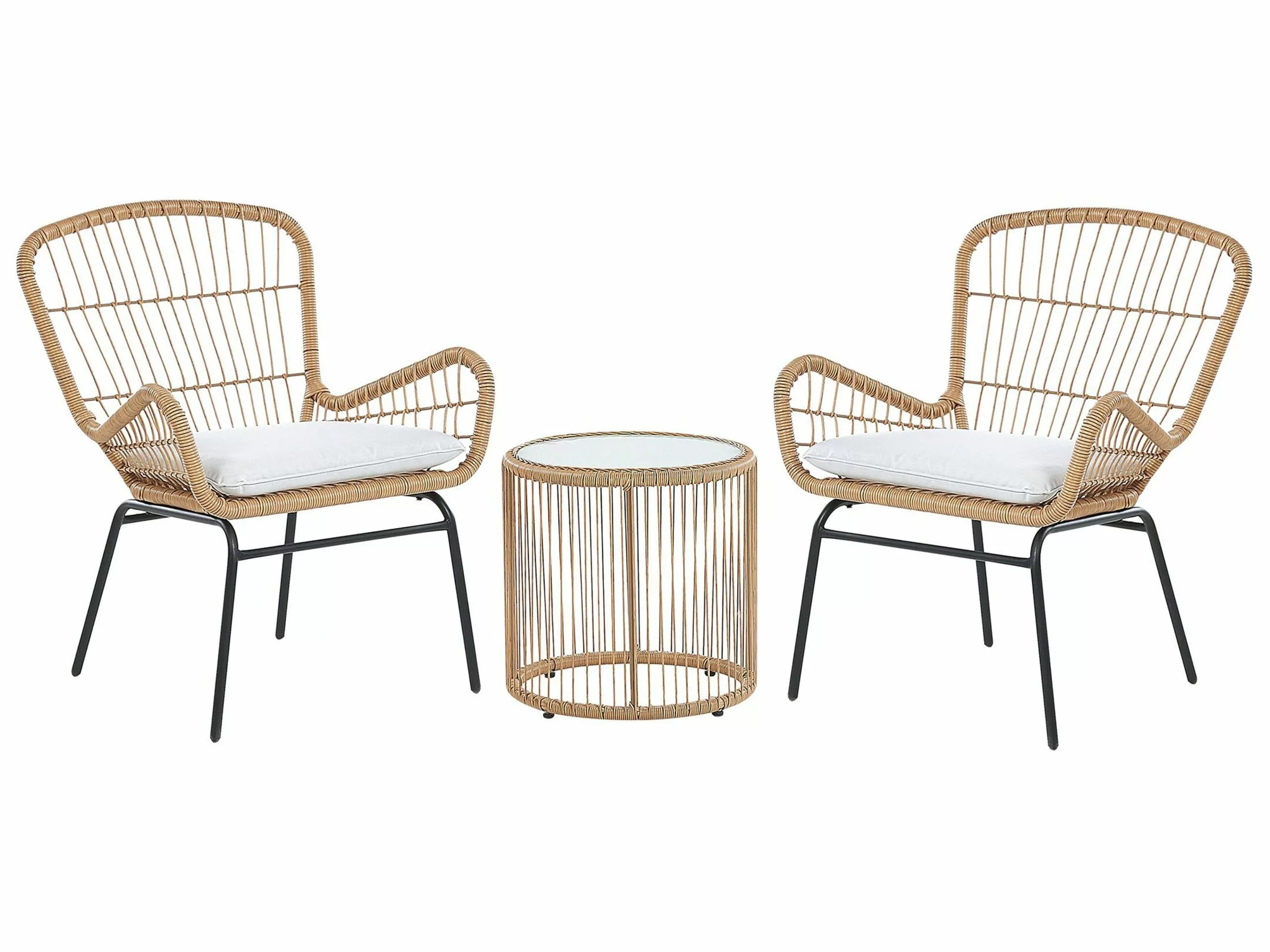 Beliani Zestaw Mebli Balkonowych Z Technorattanu Naturalny LABICO