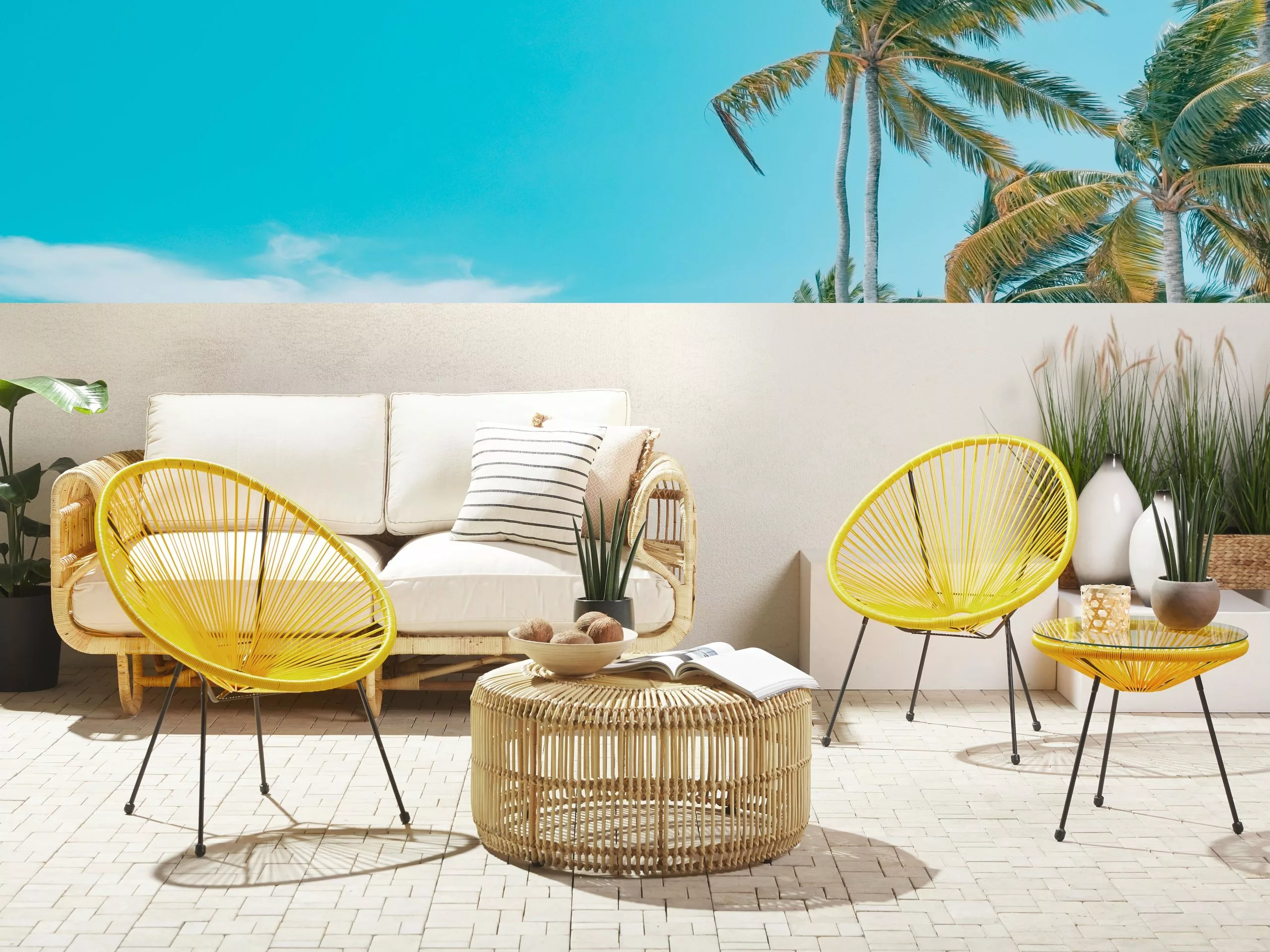 Beliani Zestaw 2 Krzeseł Z Technorattanu żółty ACAPULCO II - obrazek 2