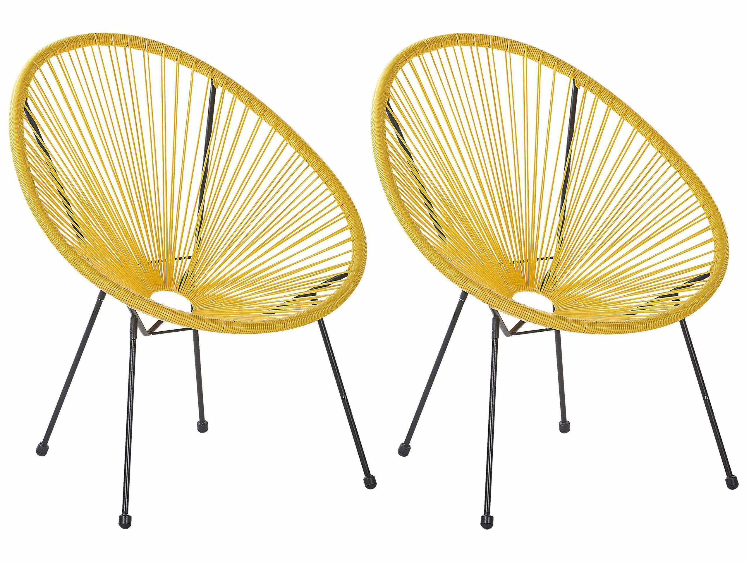 Beliani Zestaw 2 Krzeseł Z Technorattanu żółty ACAPULCO II