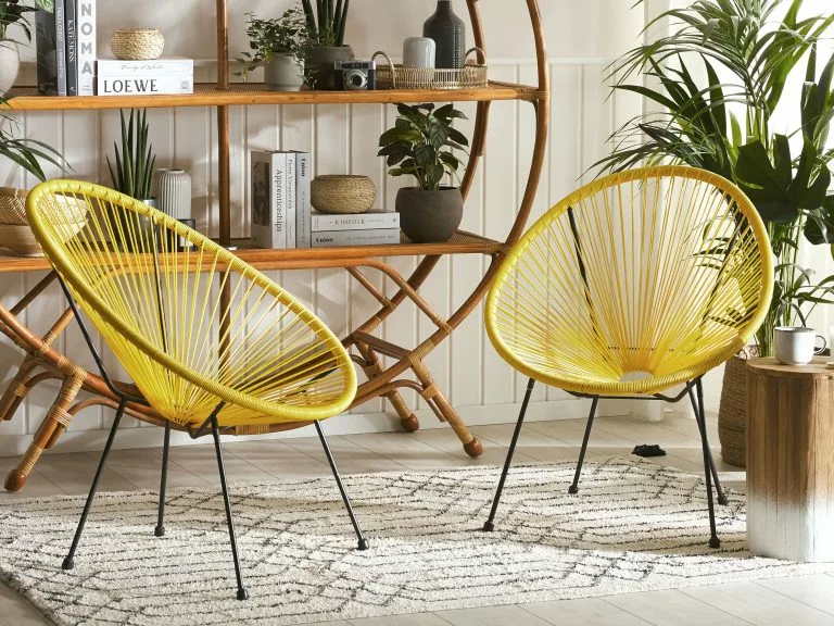 Beliani Zestaw 2 Krzeseł Z Technorattanu żółty ACAPULCO II - obrazek 3