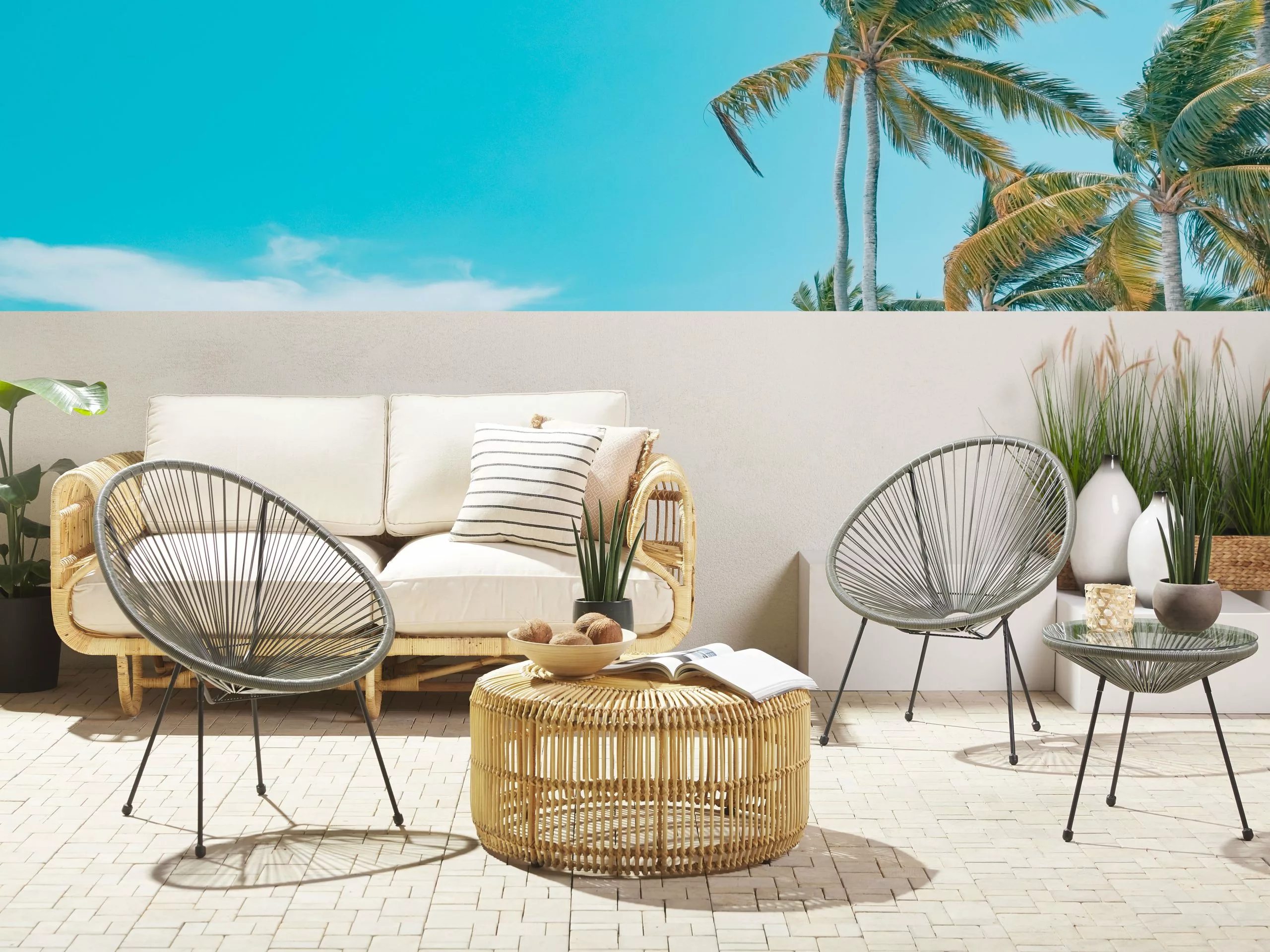 Beliani Zestaw Mebli Balkonowych Z Technorattanu Szary ACAPULCO II - obrazek 2