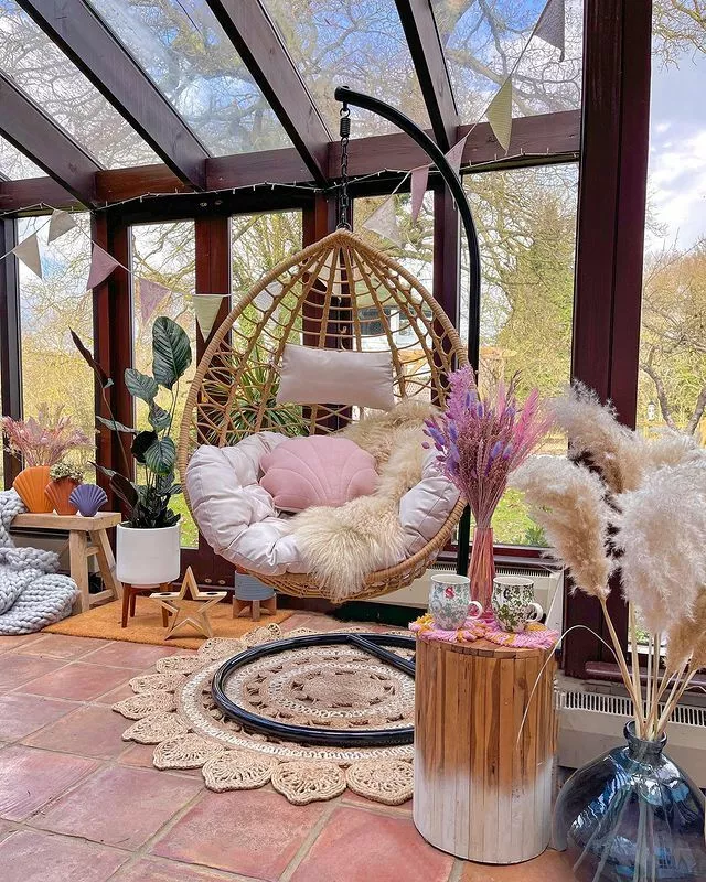 Beliani Fotel Wiszący Ze Stojakiem Z Technorattanu Naturalny ARSITA - obrazek 7