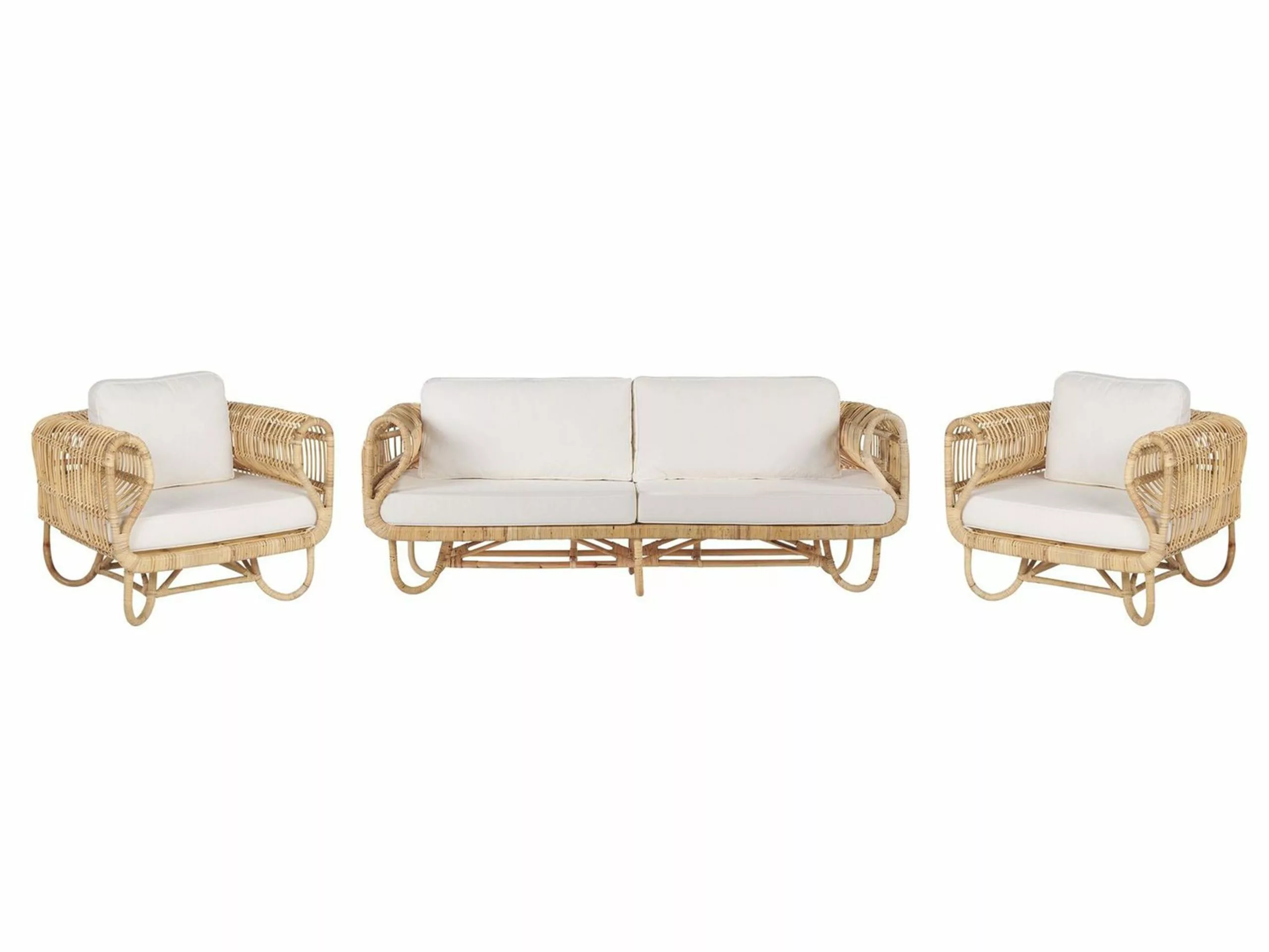 Beliani Zestaw Ogrodowy Rattanowy 4-osobowy Naturalny DOLCEDO