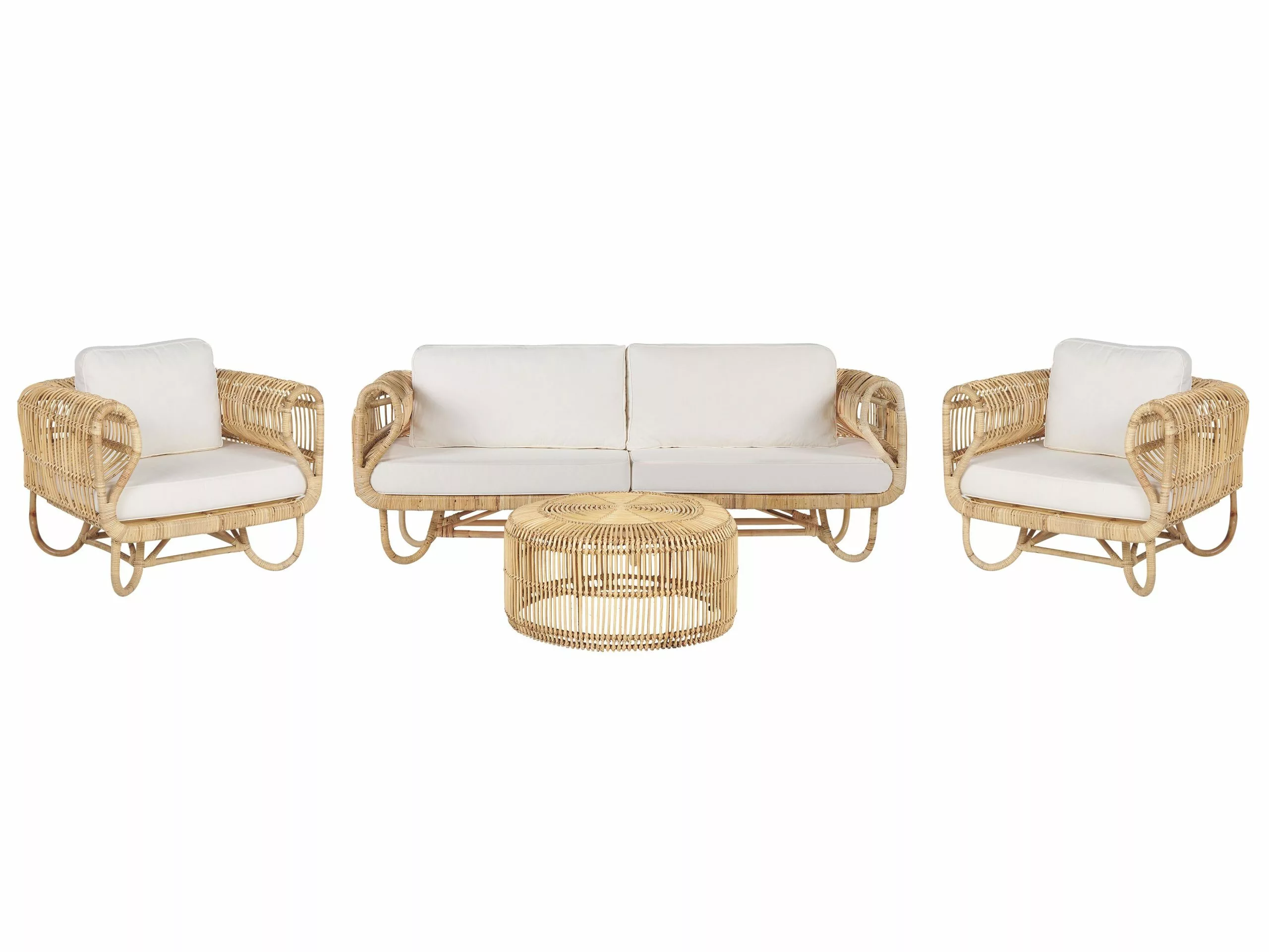 Beliani Zestaw Ogrodowy Rattanowy 4-osobowy Naturalny DOLCEDO / LIMNI