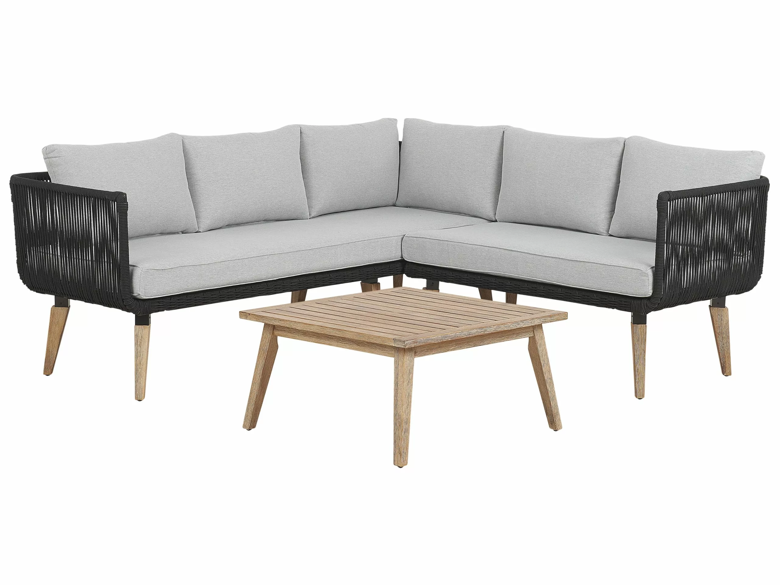 Beliani Zestaw Ogrodowy Drewno Akacjowe Beżowoszary ALCAMO