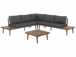 Beliani Zestaw Ogrodowy Drewniany 5-osobowy Szary CORATO