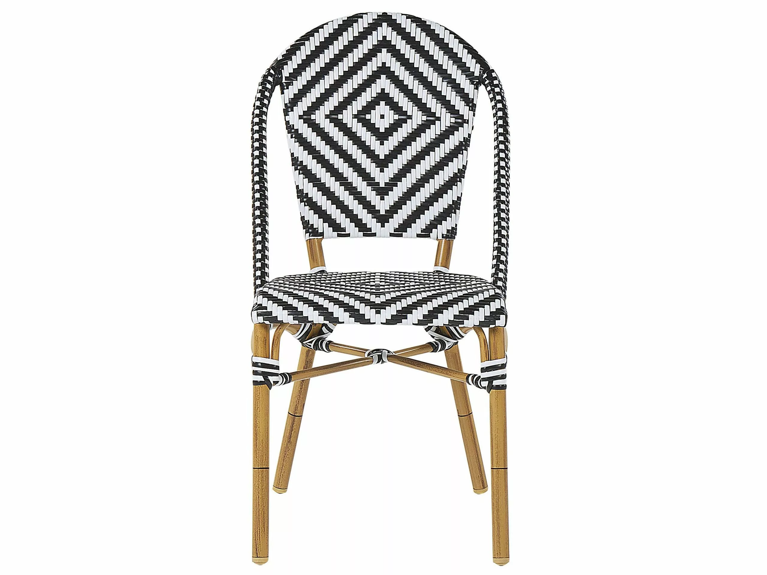 Beliani Zestaw Ogrodowy Z Technorattanu Stół I 4 Krzesła Wzór Czarno-biały RIFREDDO - obrazek 7