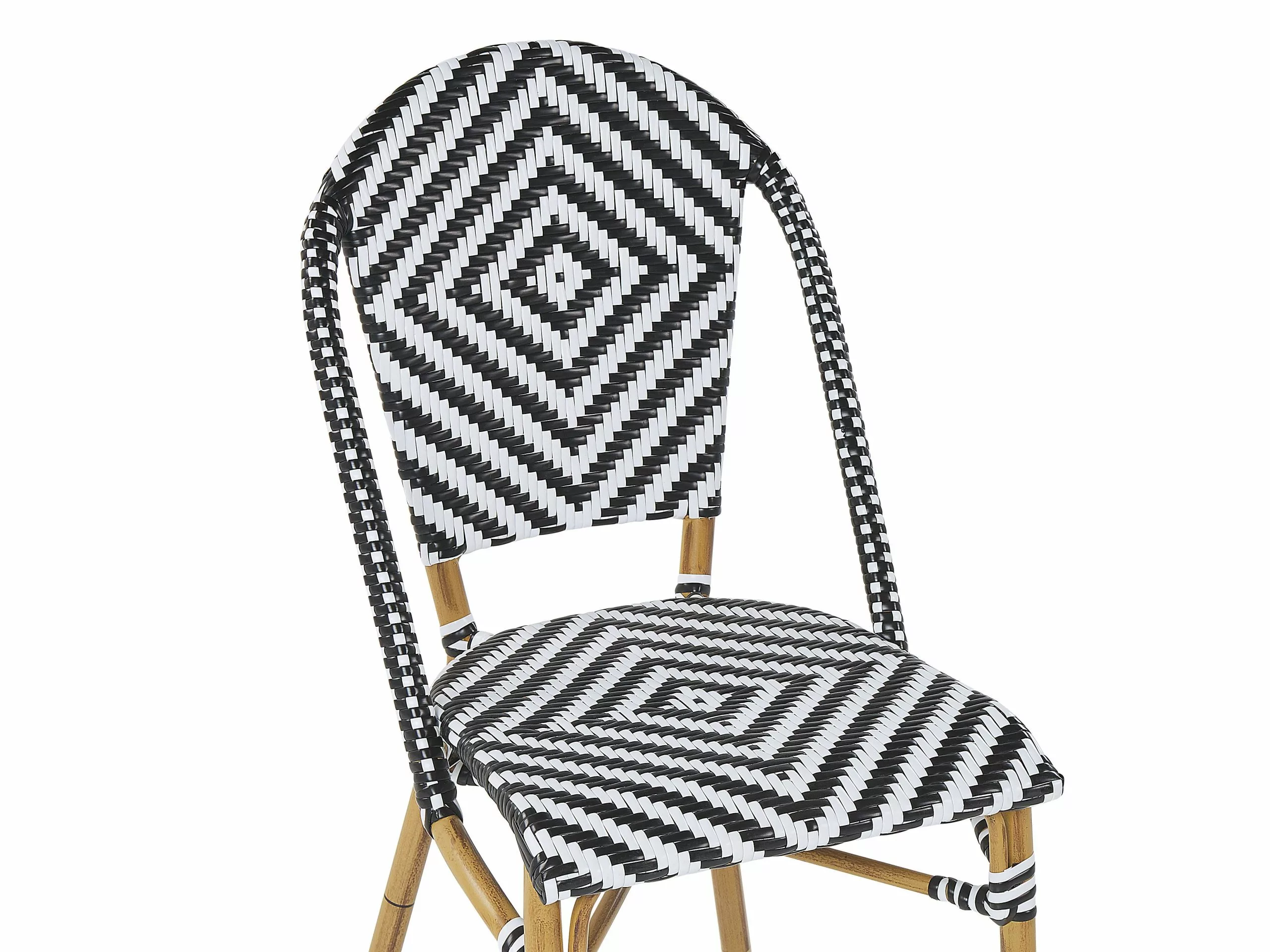 Beliani Zestaw Ogrodowy Z Technorattanu Stół I 4 Krzesła Wzór Czarno-biały RIFREDDO - obrazek 9