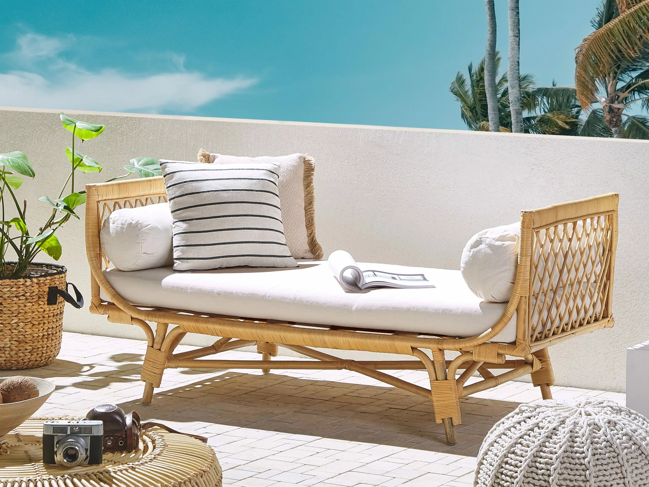 Beliani Ławka Rattanowa Beżowa BALLAO - obrazek 2