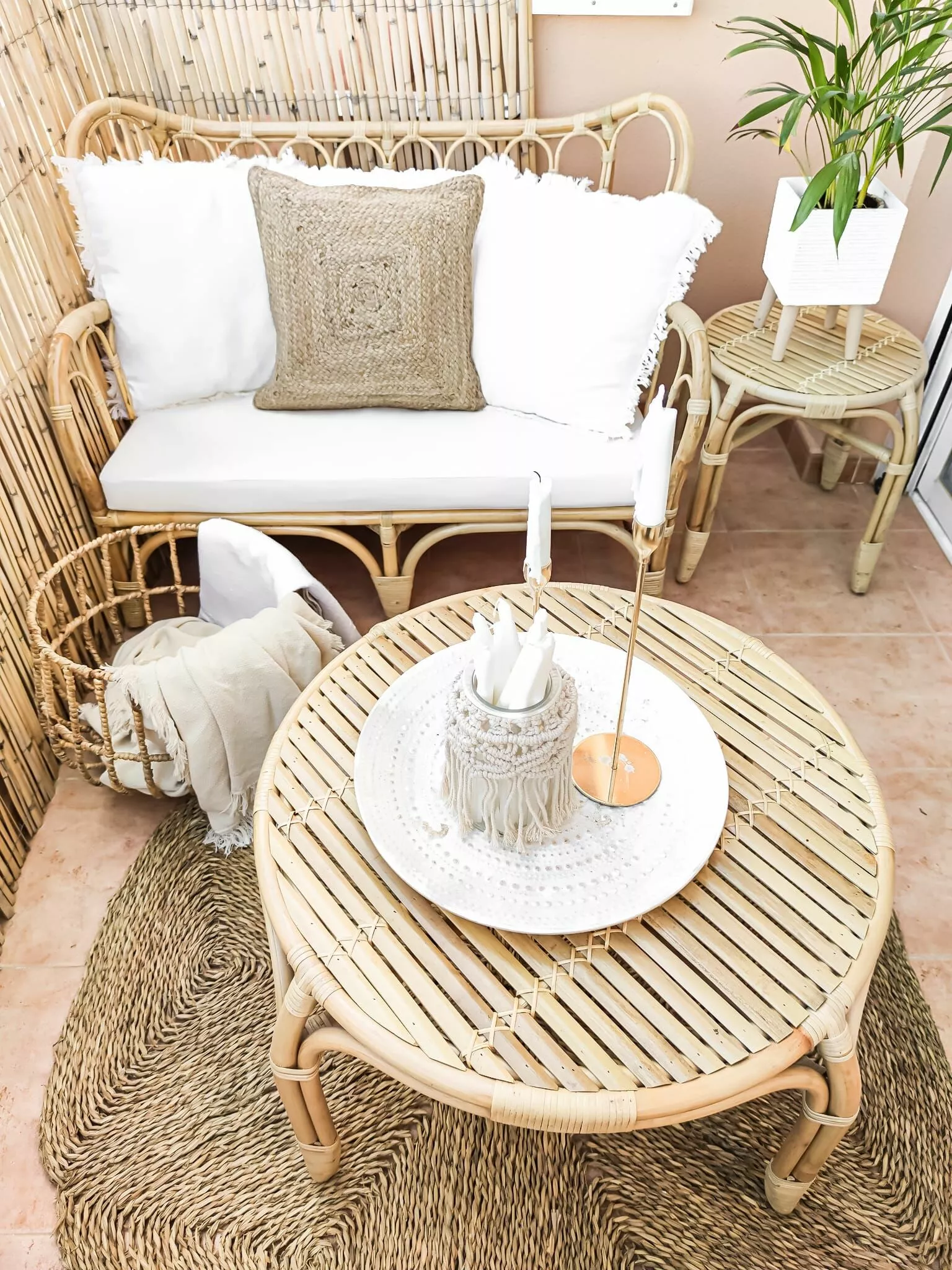 Beliani Zestaw Ogrodowy Rattanowy 4-osobowy Naturalny BRINDISI - obrazek 5