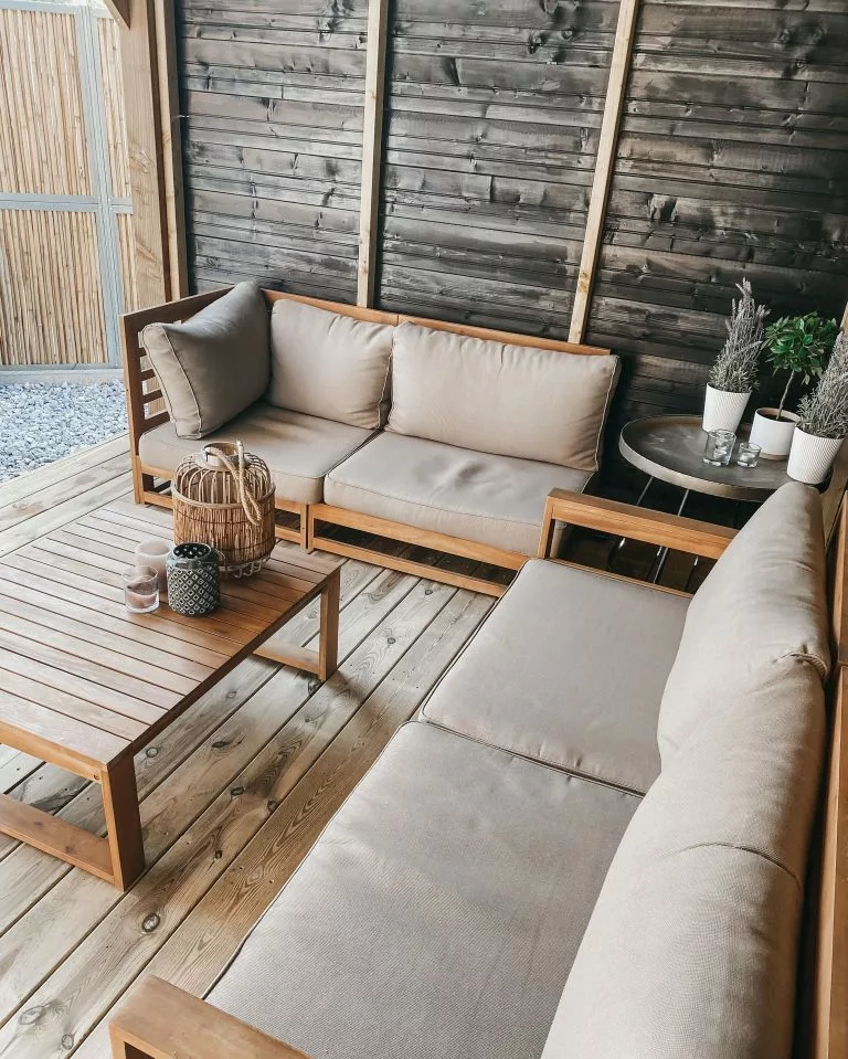 Beliani Zestaw Ogrodowy Z Certyfikowanego Drewna 4-osobowy Prawostronny Beżowoszary TIMOR - obrazek 8