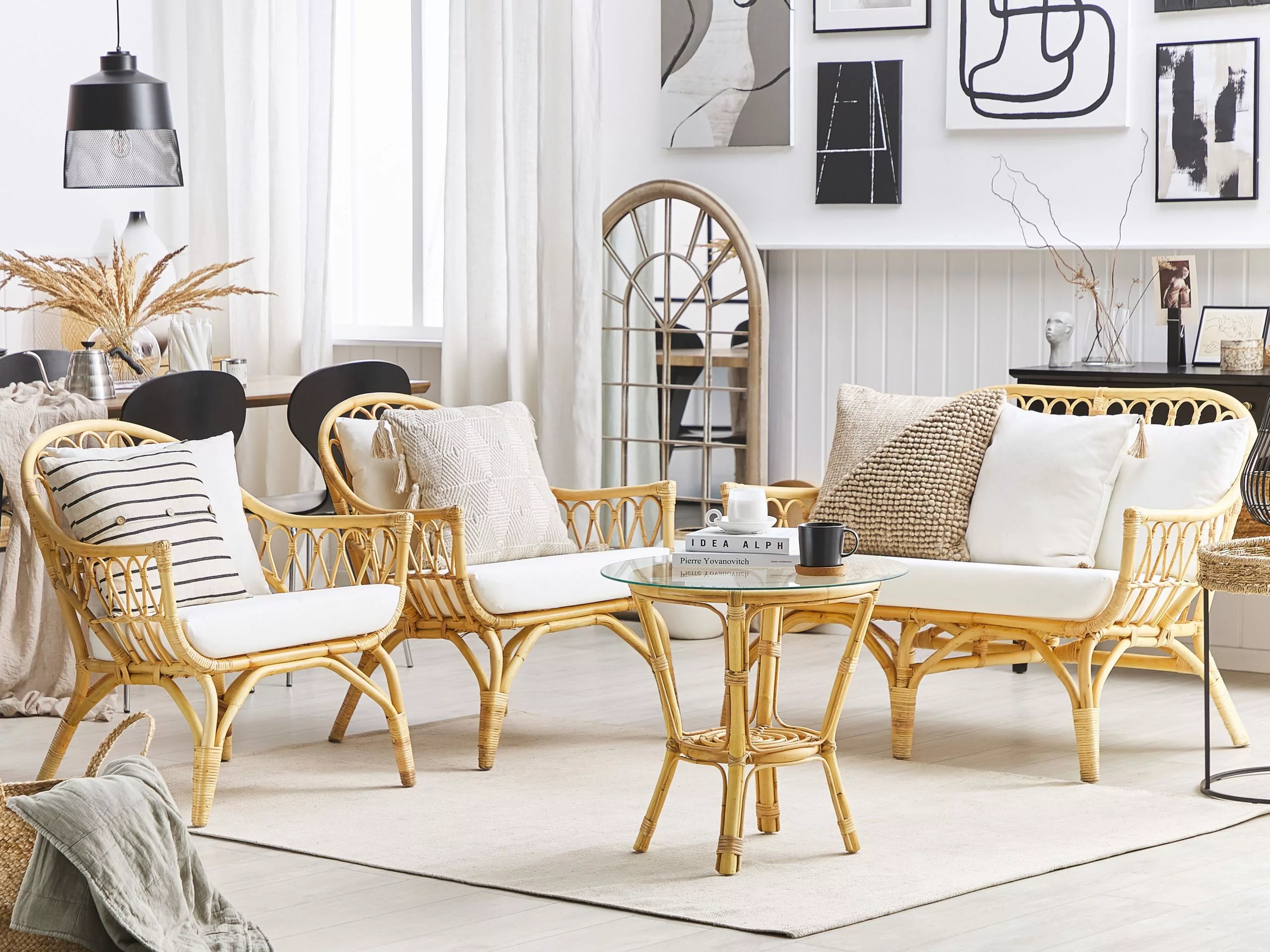 Beliani Zestaw Ogrodowy Rattanowy 4-osobowy Naturalny SIBARI - obrazek 6