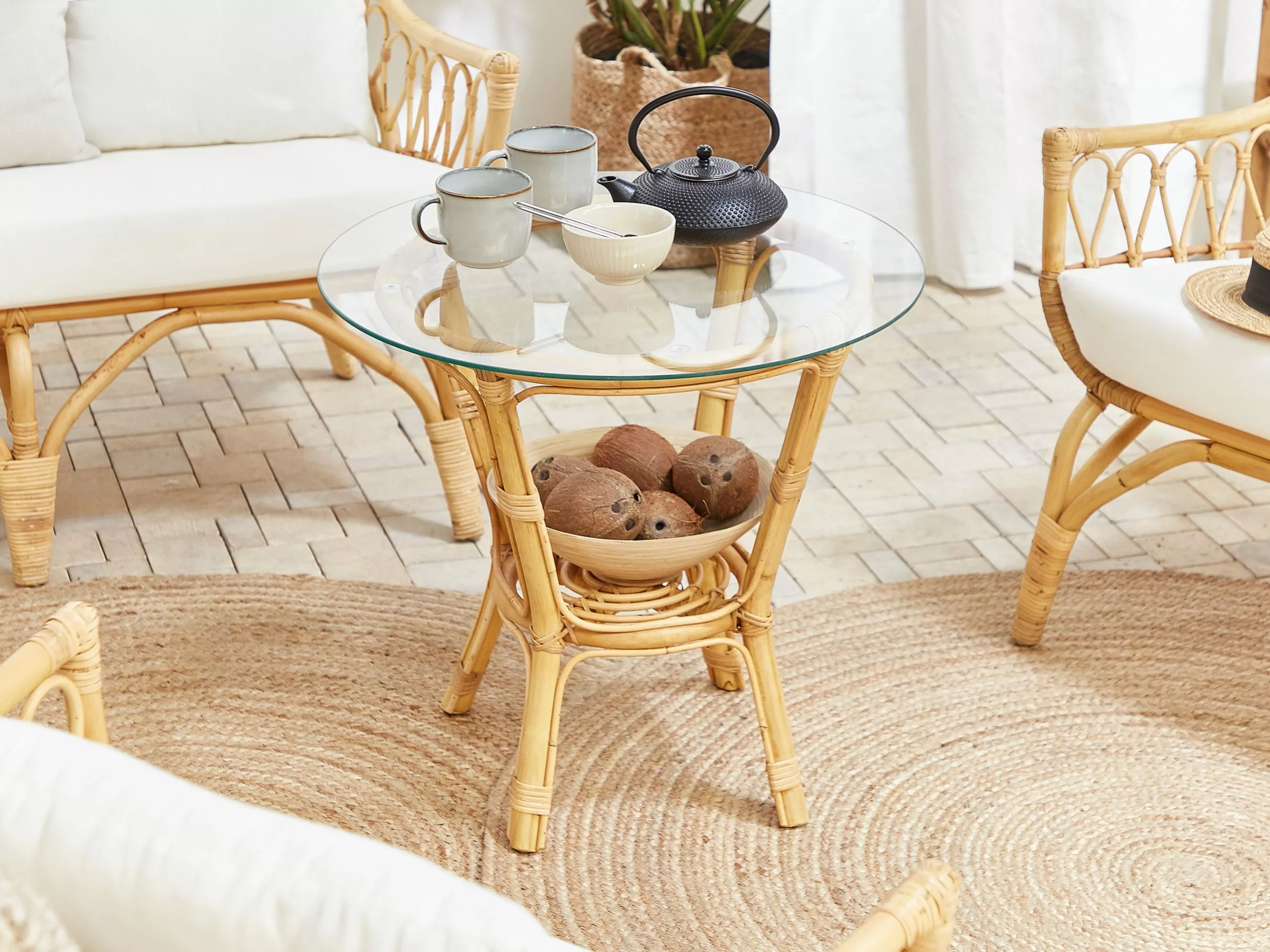 Beliani Zestaw Ogrodowy Rattanowy 4-osobowy Naturalny SIBARI - obrazek 10