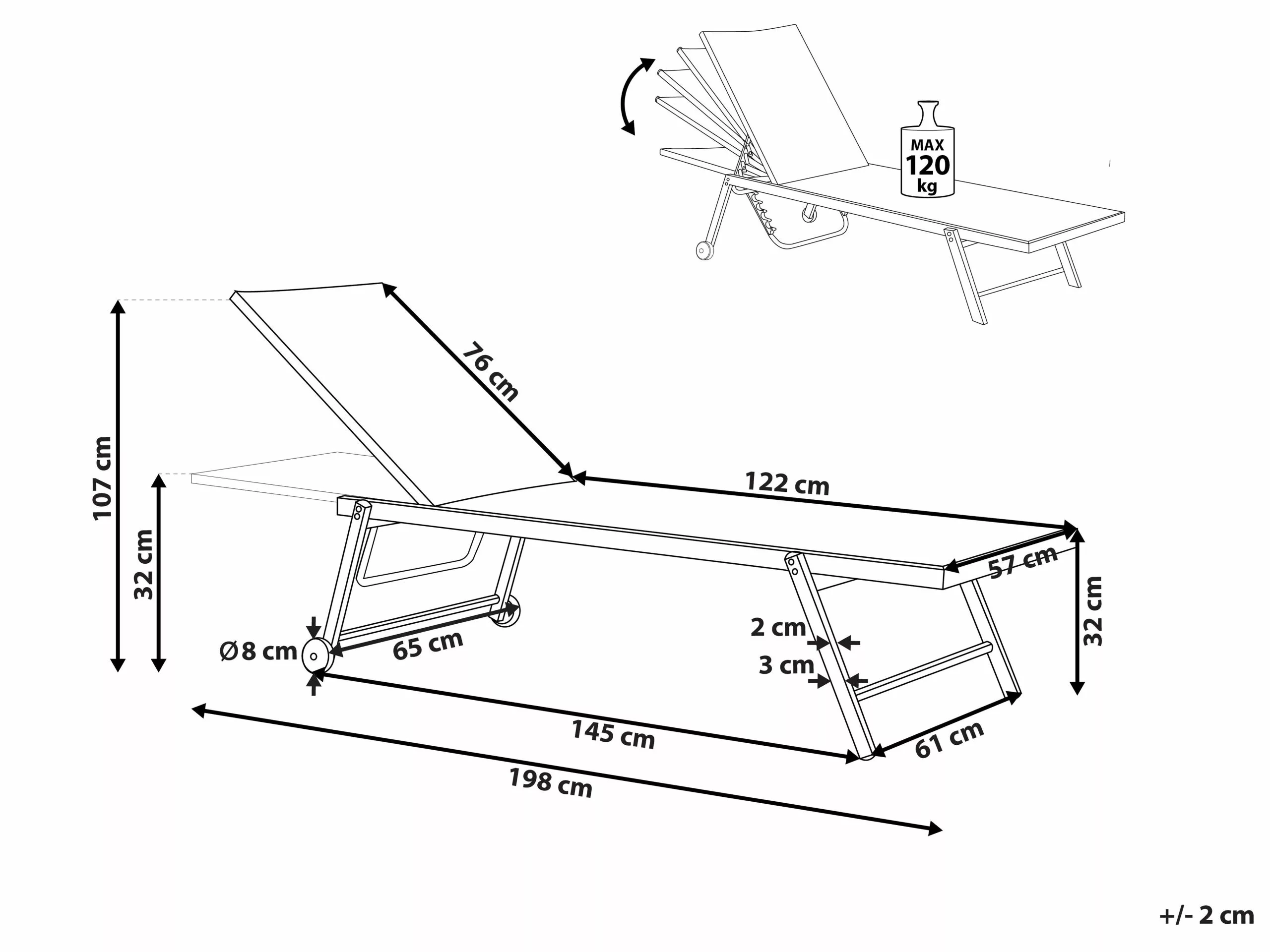 Beliani Leżak Ogrodowy Turkusowy PORTOFINO - obrazek 10