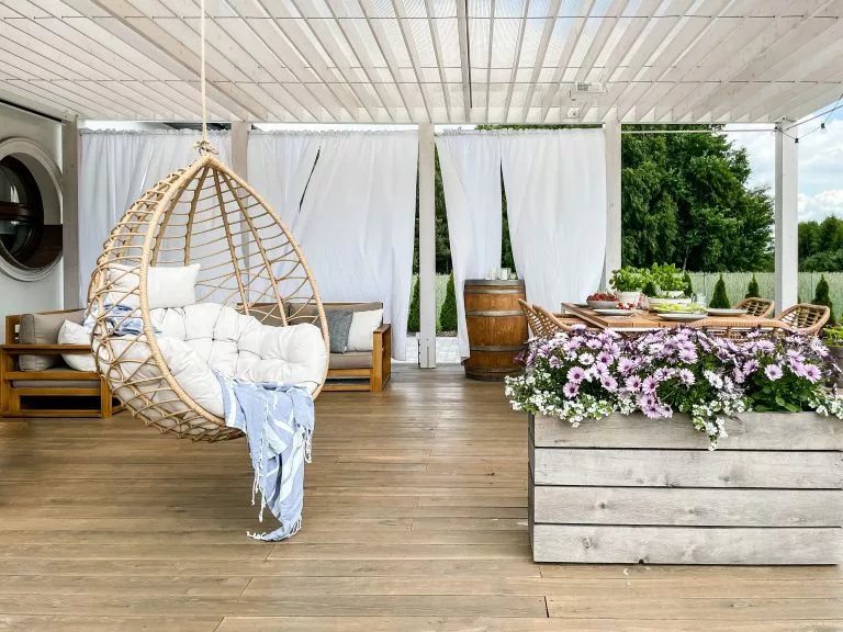 Beliani Fotel Wiszący Ze Stojakiem Z Technorattanu Naturalny ARSITA - obrazek 10