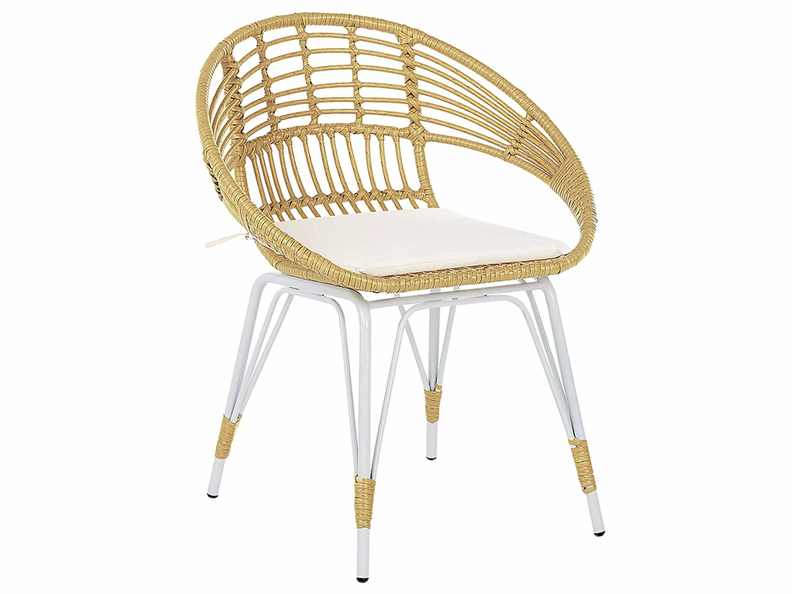 Beliani Zestaw Mebli Balkonowych Z Technorattanu Naturalny Z Białym PELLARO - obrazek 8