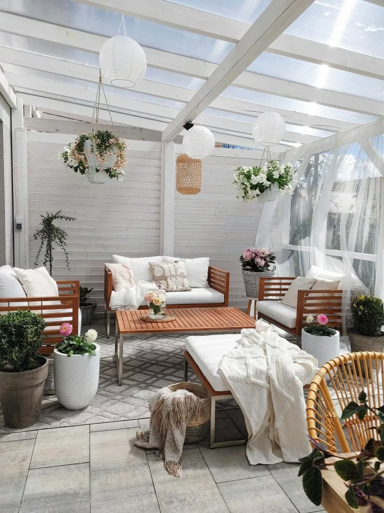 Beliani Zestaw Ogrodowy Drewniany 4-osobowy Biały BERMUDA - obrazek 5