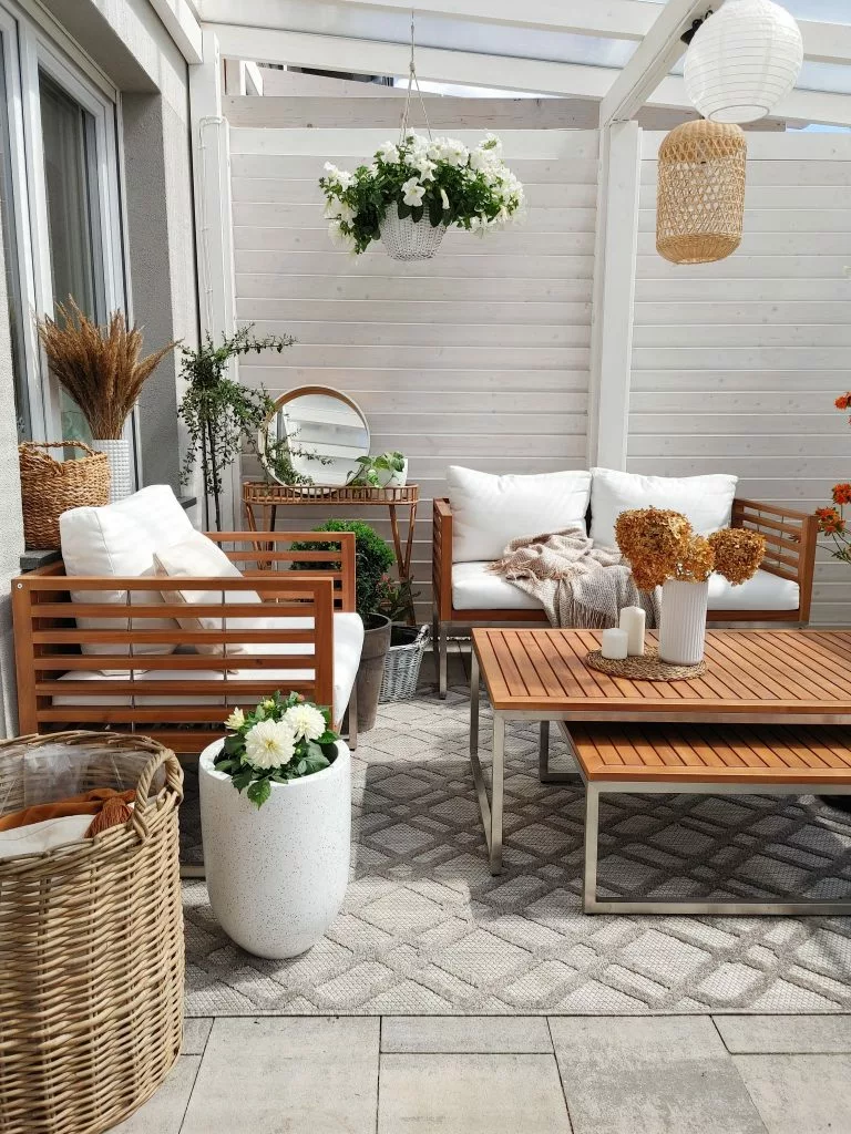 Beliani Zestaw Ogrodowy Drewniany 4-osobowy Biały BERMUDA - obrazek 6