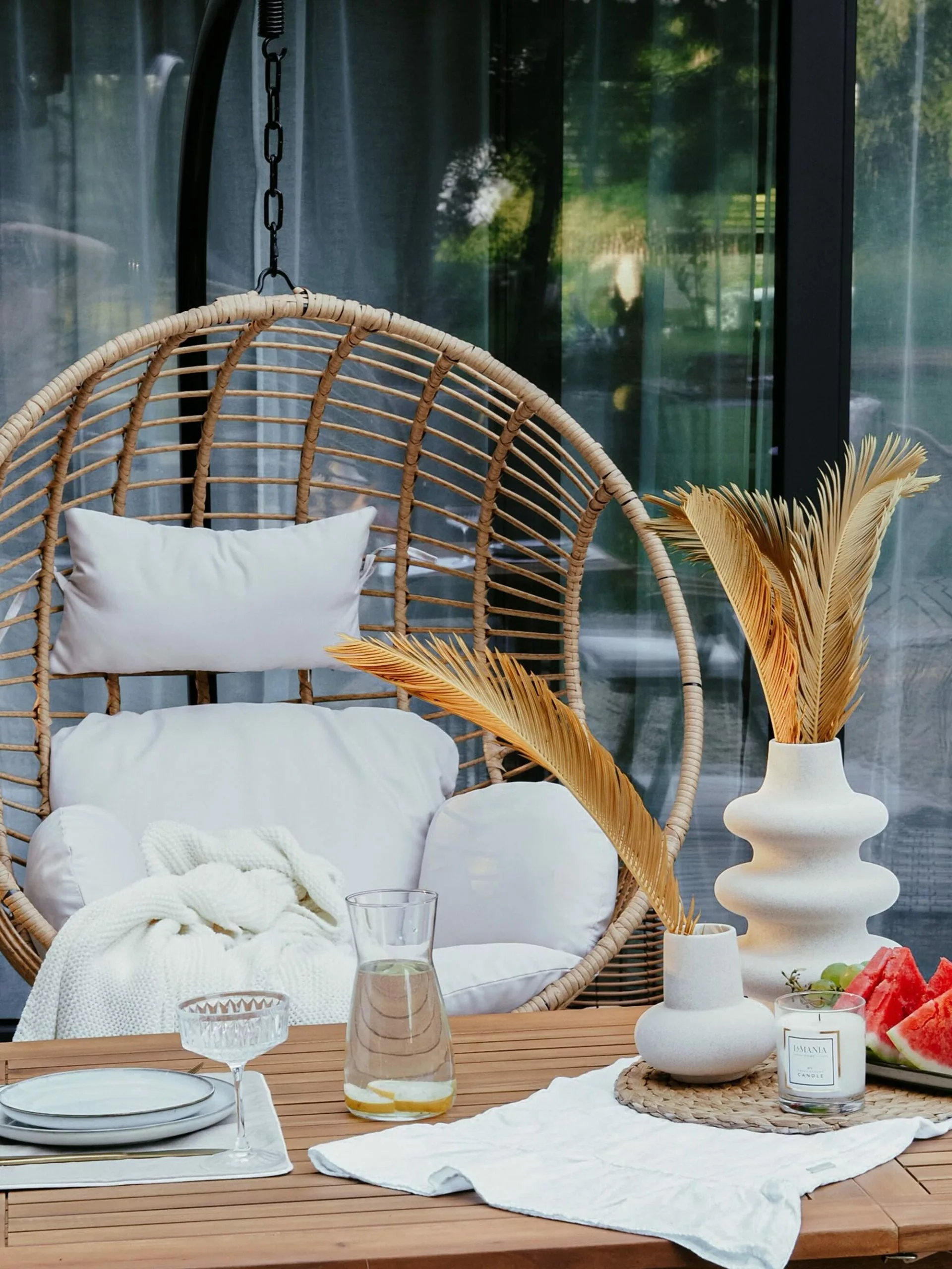 Beliani Fotel Wiszący Ze Stojakiem Z Technorattanu Naturalny ASPIO - obrazek 8