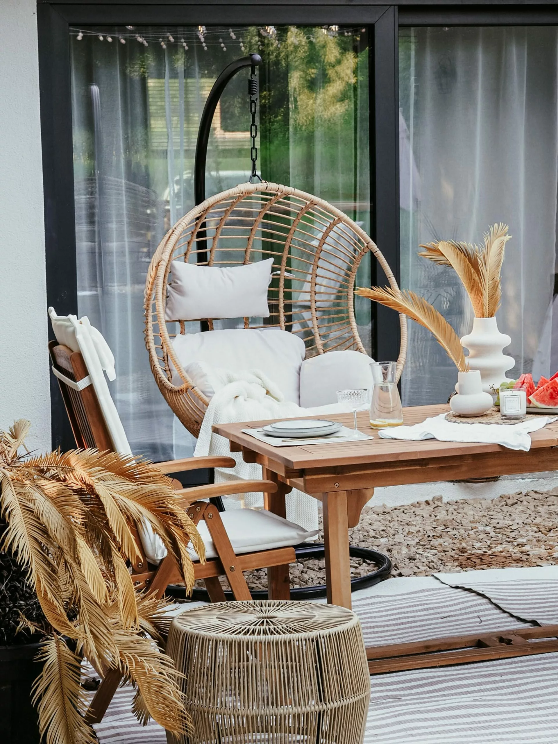 Beliani Fotel Wiszący Ze Stojakiem Z Technorattanu Naturalny ASPIO - obrazek 9