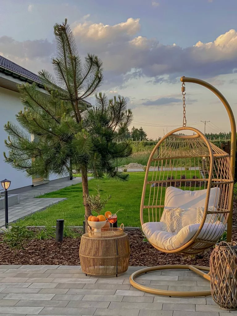 Beliani Fotel Wiszący Ze Stojakiem Z Technorattanu Naturalny ALBA - obrazek 8