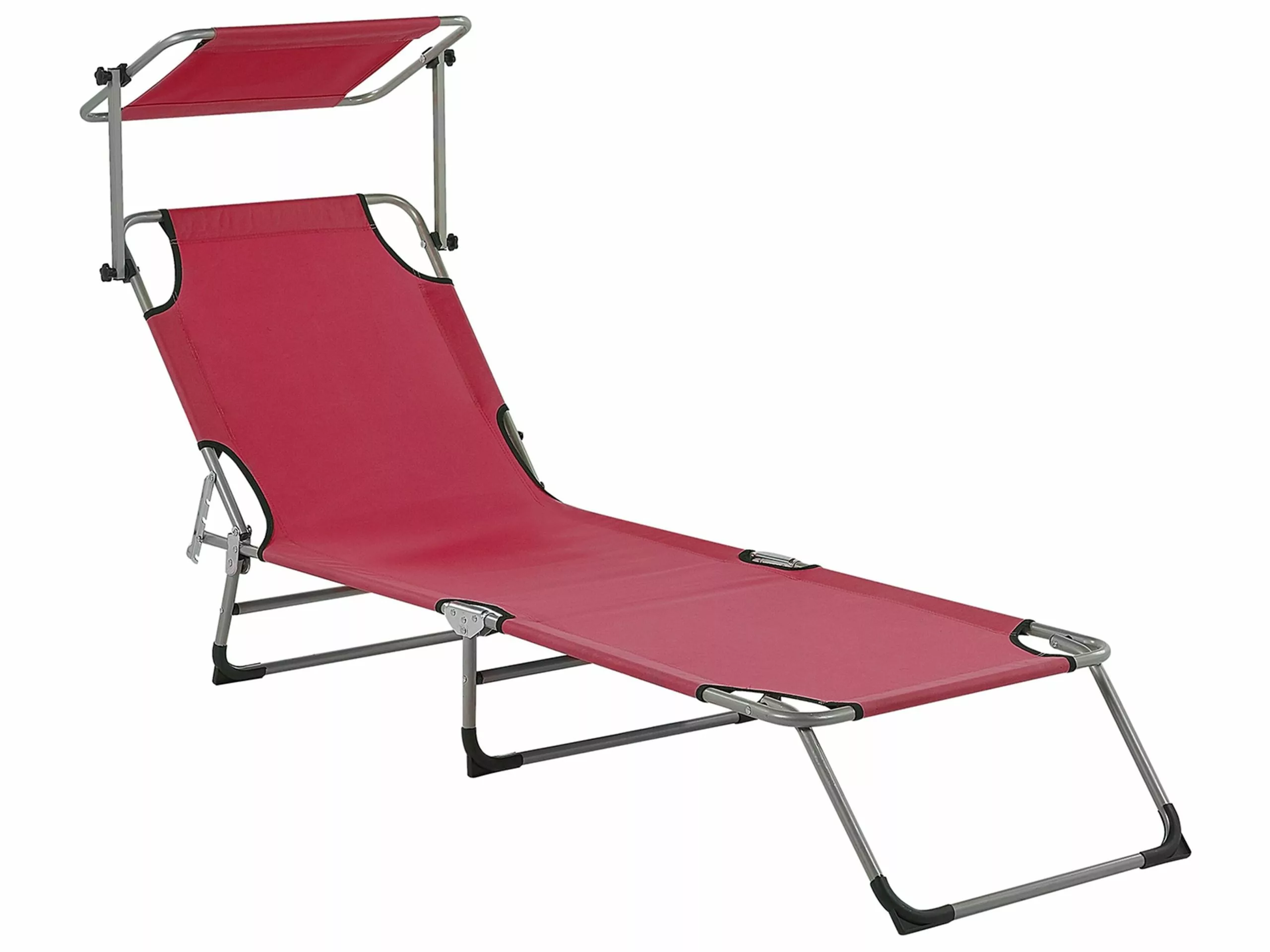 Beliani Leżak Ogrodowy Z Daszkiem Burgundowy FOLIGNO