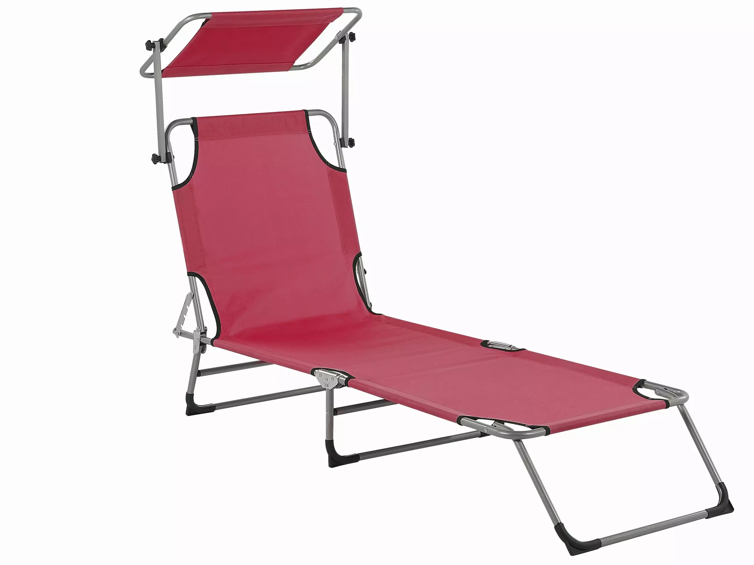 Beliani Leżak Ogrodowy Z Daszkiem Burgundowy FOLIGNO - obrazek 3