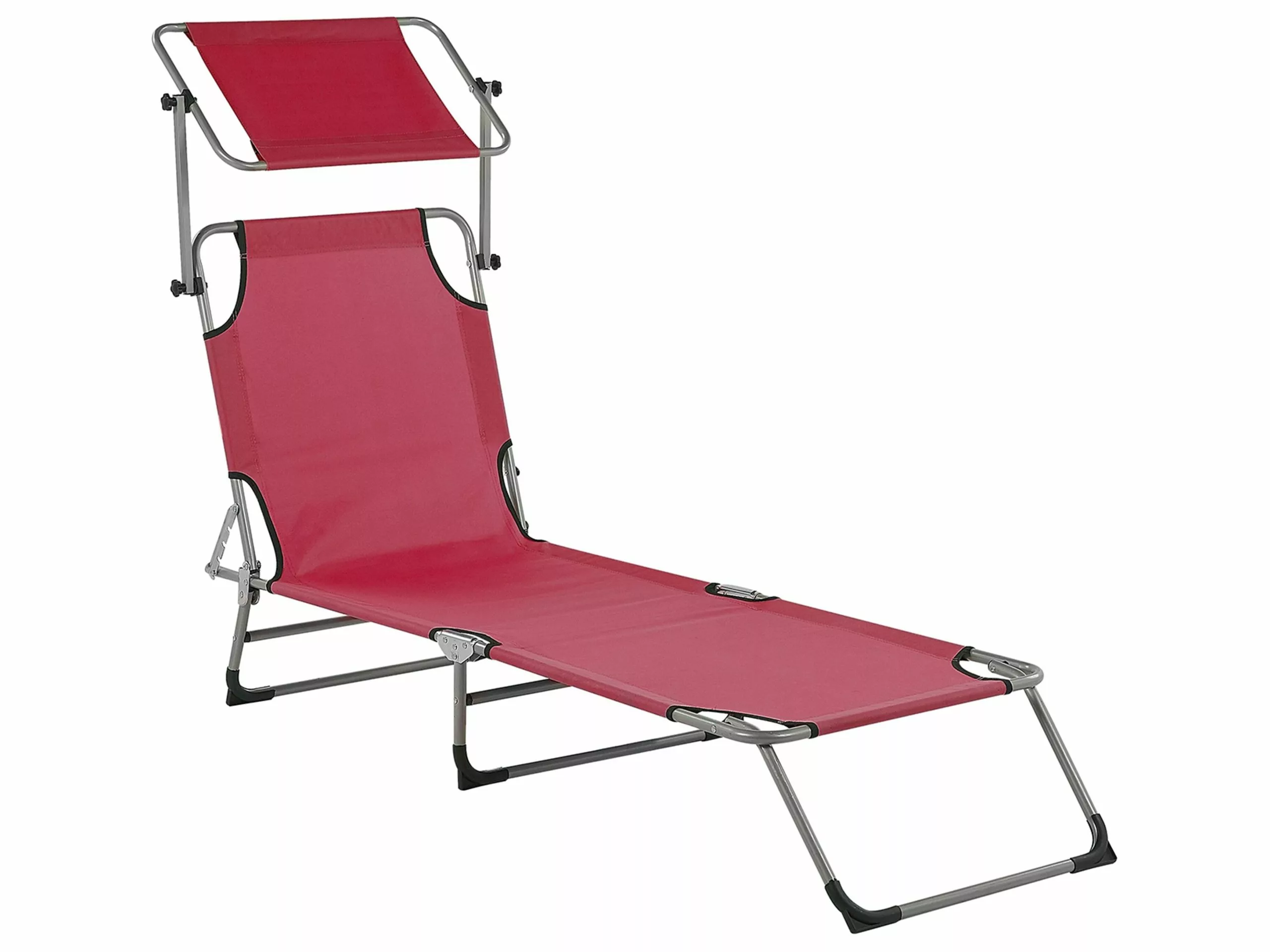 Beliani Leżak Ogrodowy Z Daszkiem Burgundowy FOLIGNO - obrazek 5