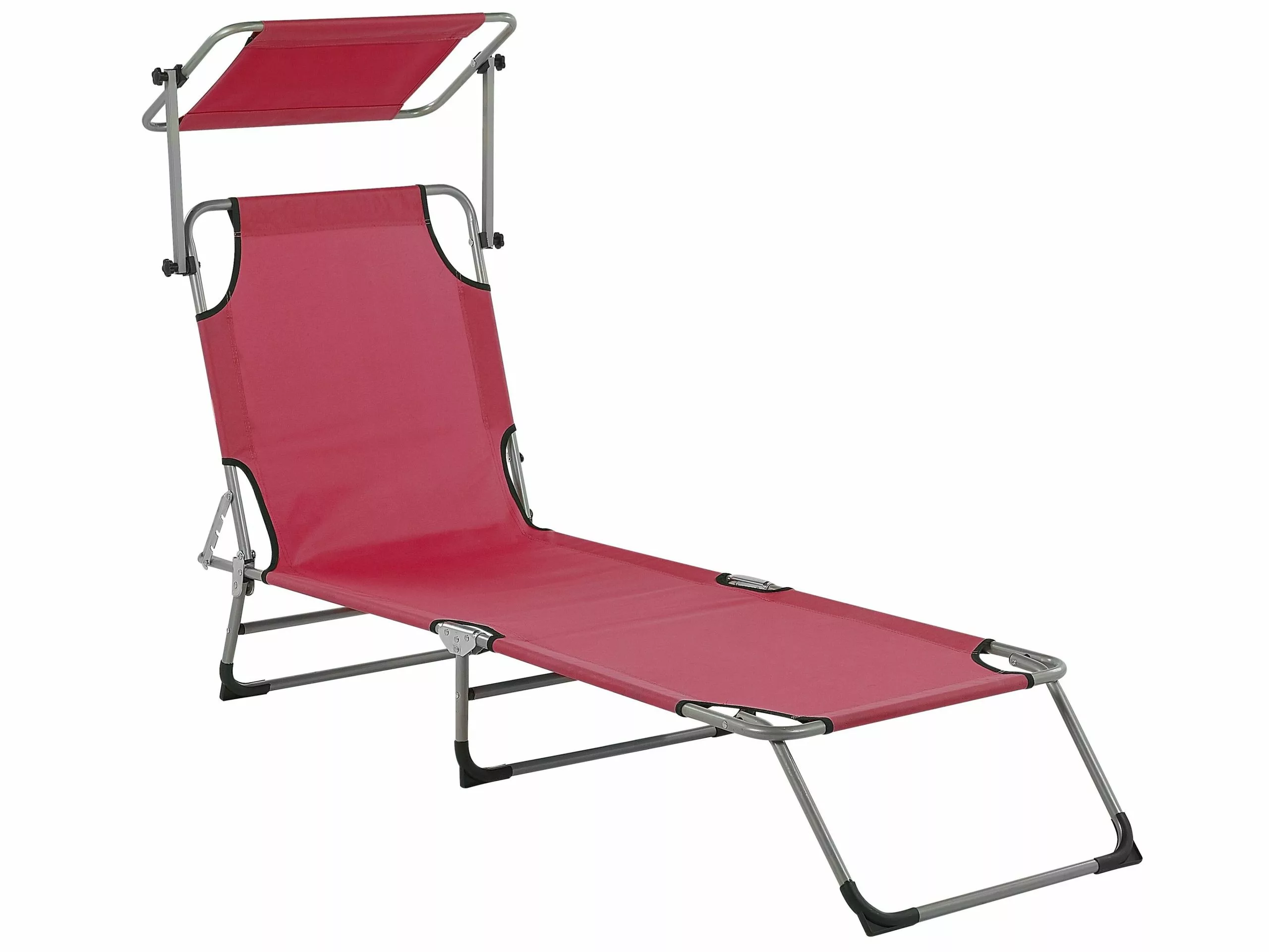 Beliani Leżak Ogrodowy Z Daszkiem Burgundowy FOLIGNO - obrazek 4