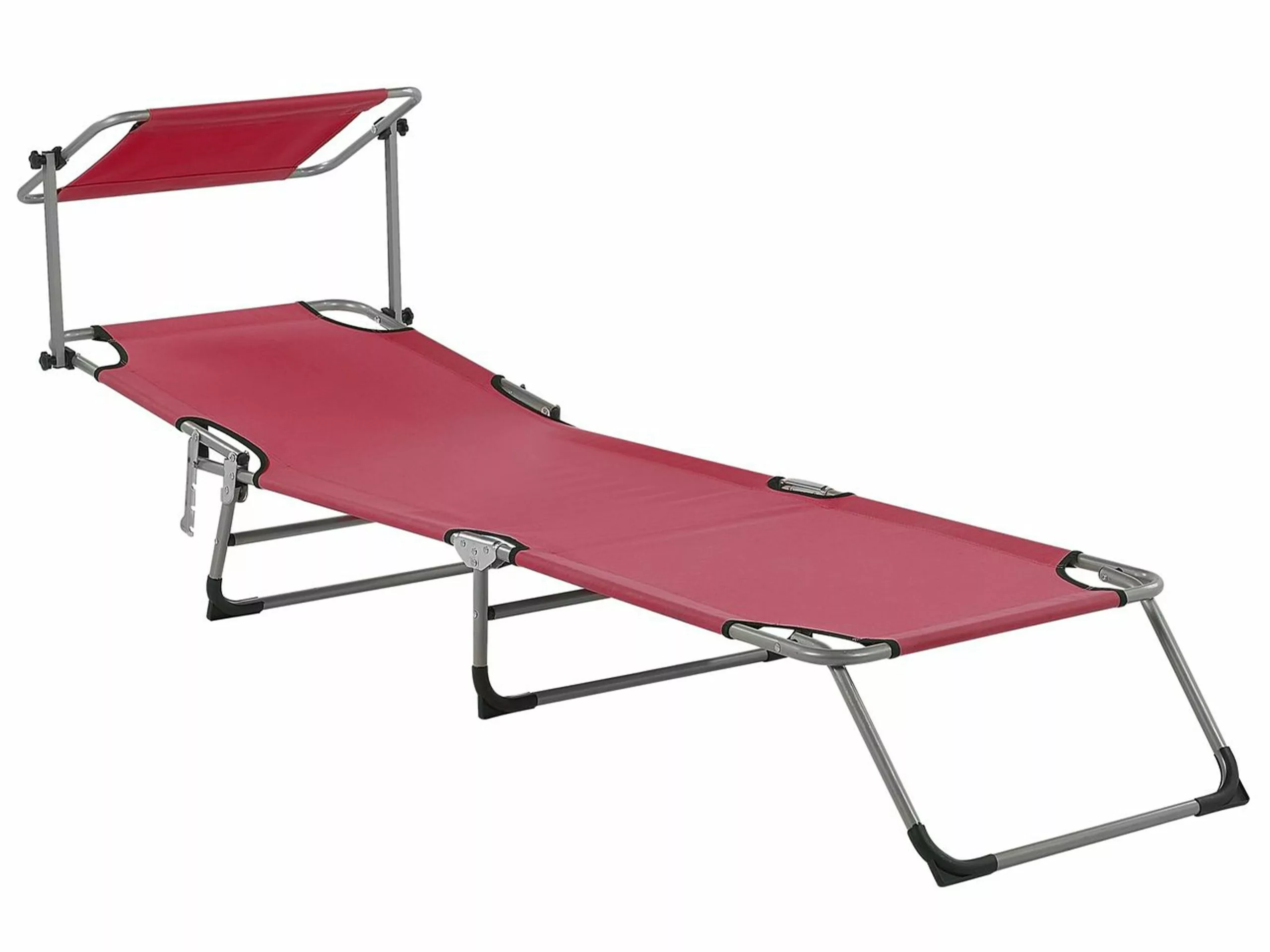 Beliani Leżak Ogrodowy Z Daszkiem Burgundowy FOLIGNO - obrazek 6