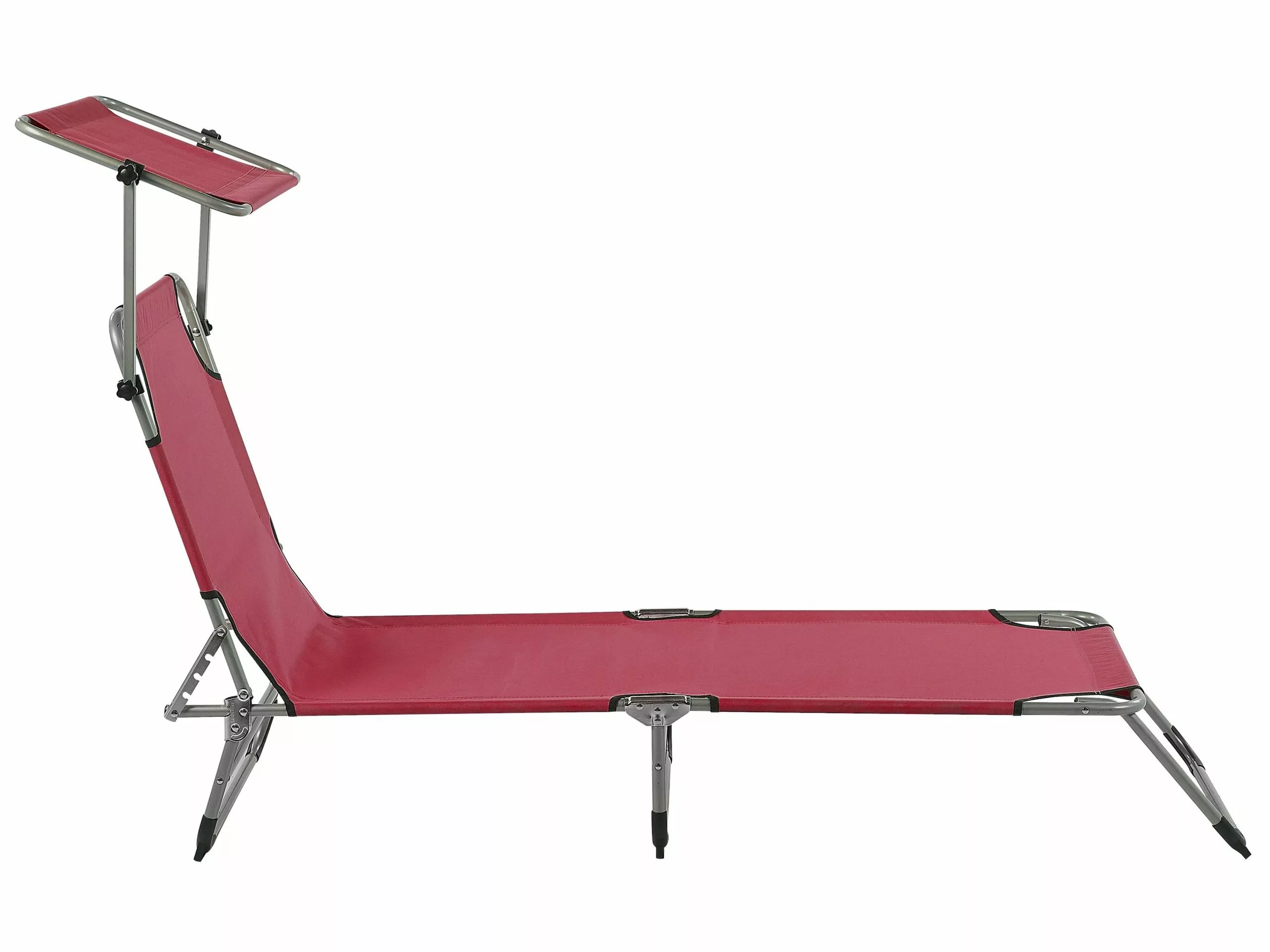 Beliani Leżak Ogrodowy Z Daszkiem Burgundowy FOLIGNO - obrazek 7