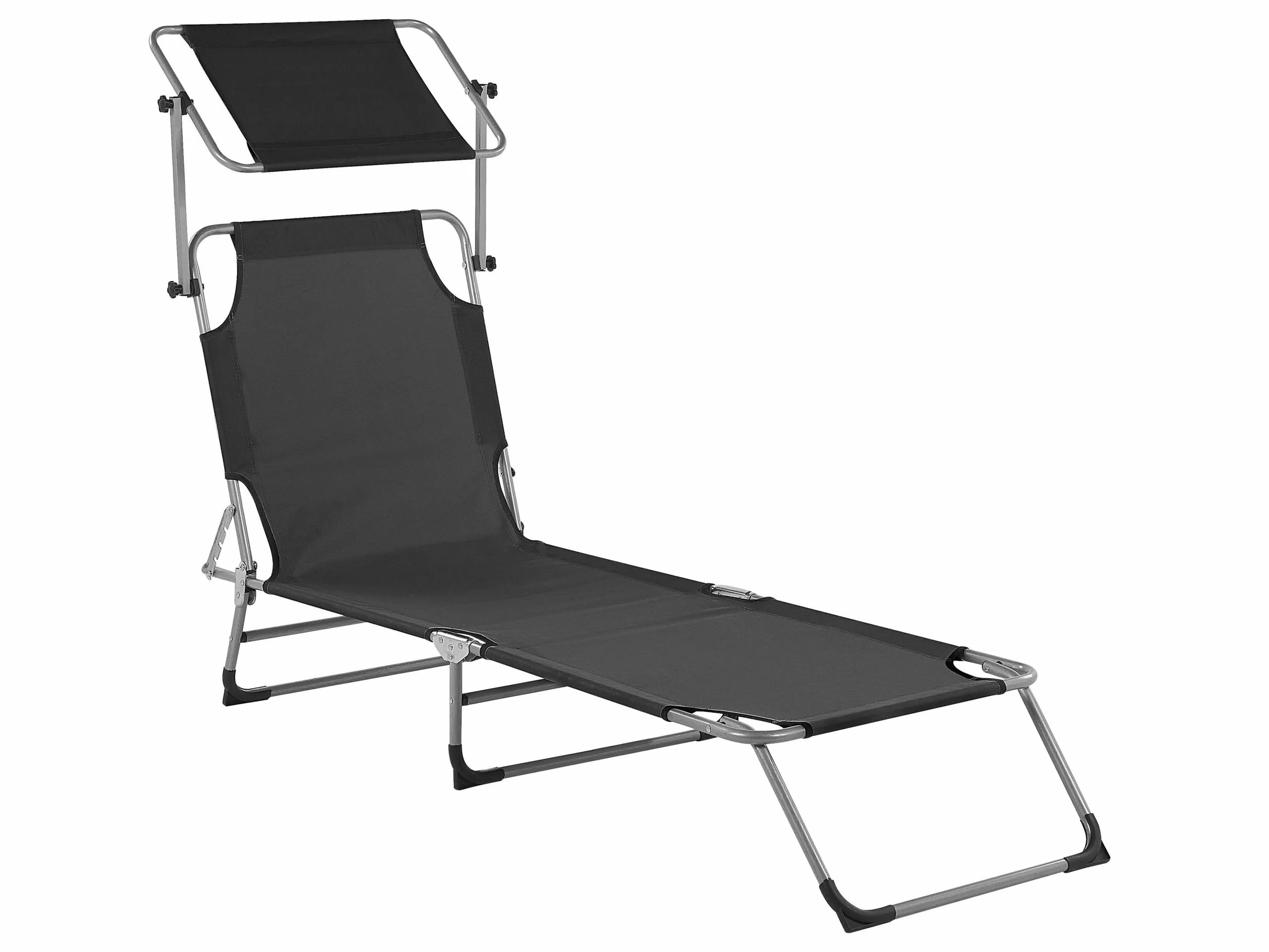 Beliani Leżak Ogrodowy Z Daszkiem Czarny FOLIGNO - obrazek 5